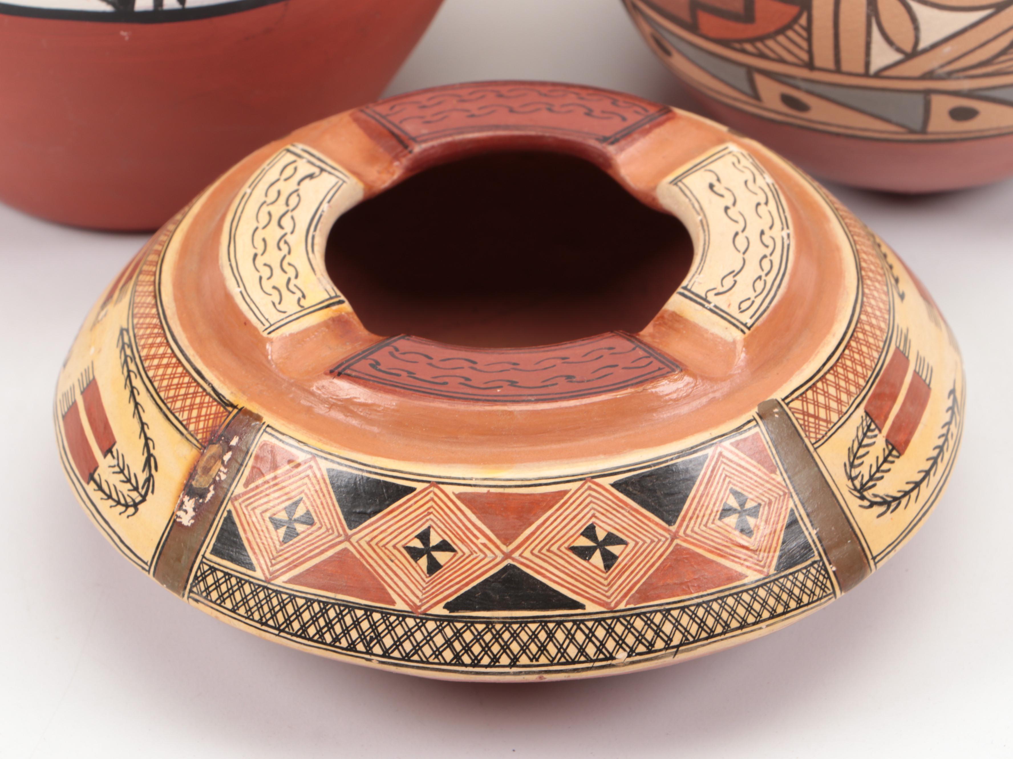 Signed Jemez Pueblo Hand-Painted Ceramic Vase with Other Art Pottery