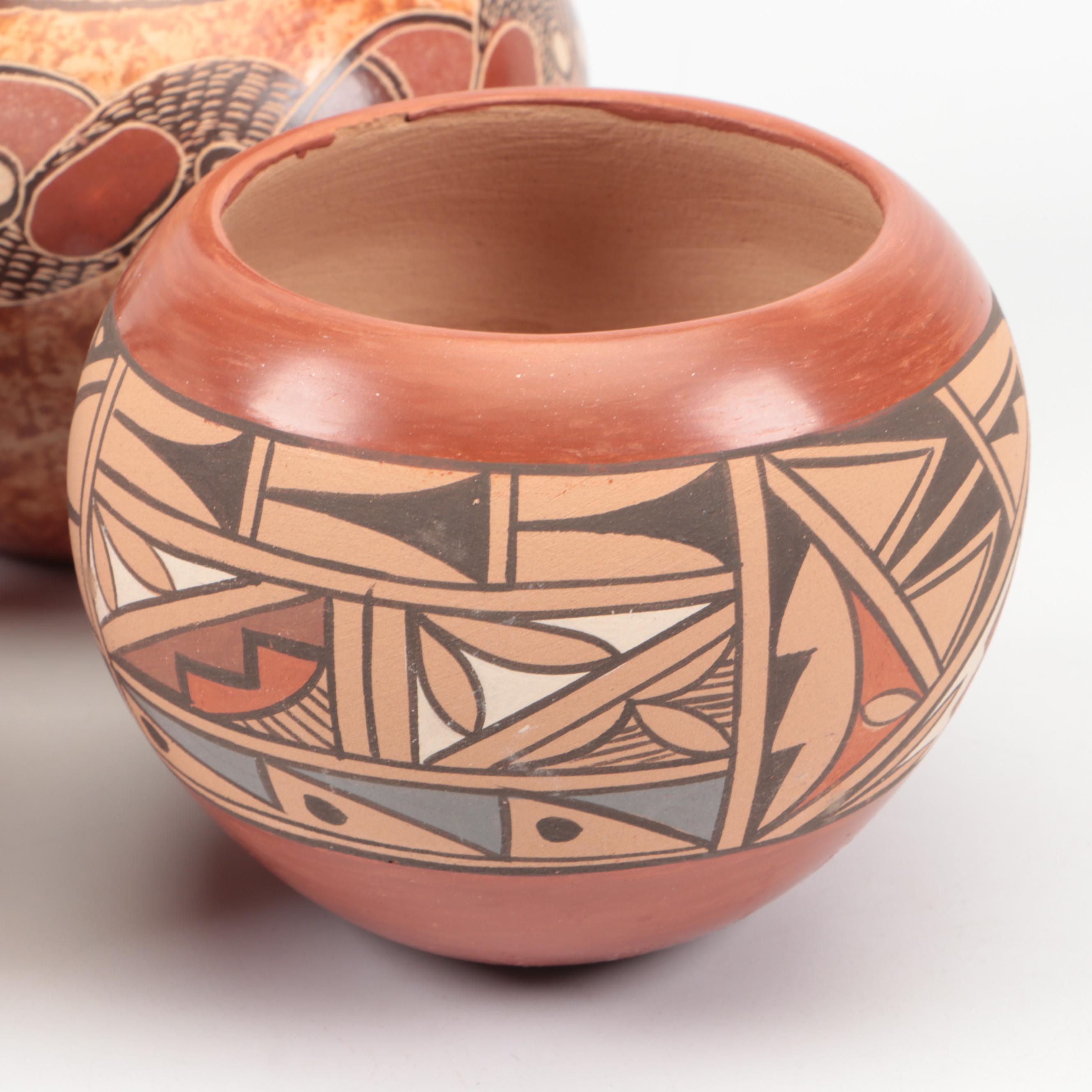 Signed Jemez Pueblo Hand-Painted Ceramic Vase with Other Art Pottery