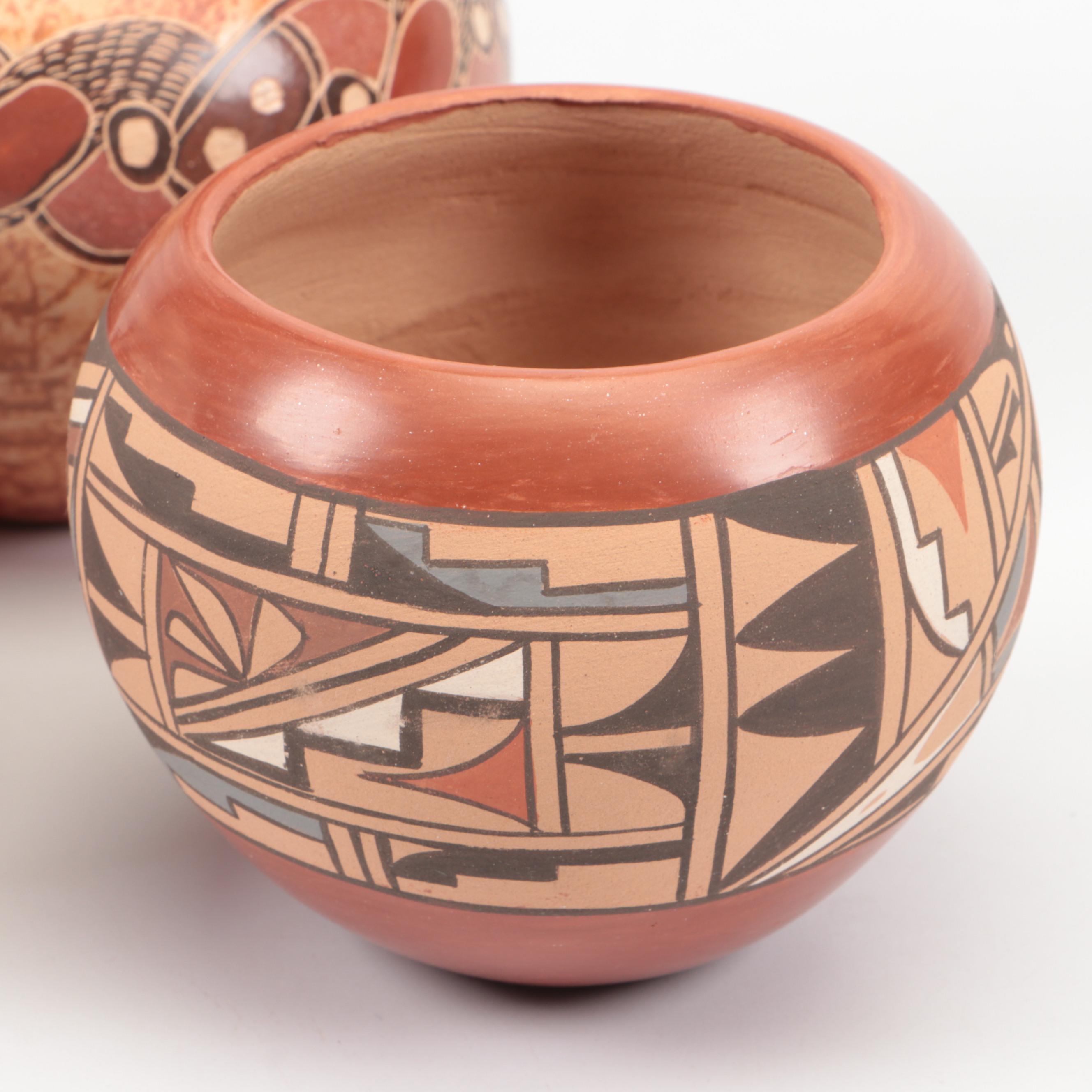 Signed Jemez Pueblo Hand-Painted Ceramic Vase with Other Art Pottery