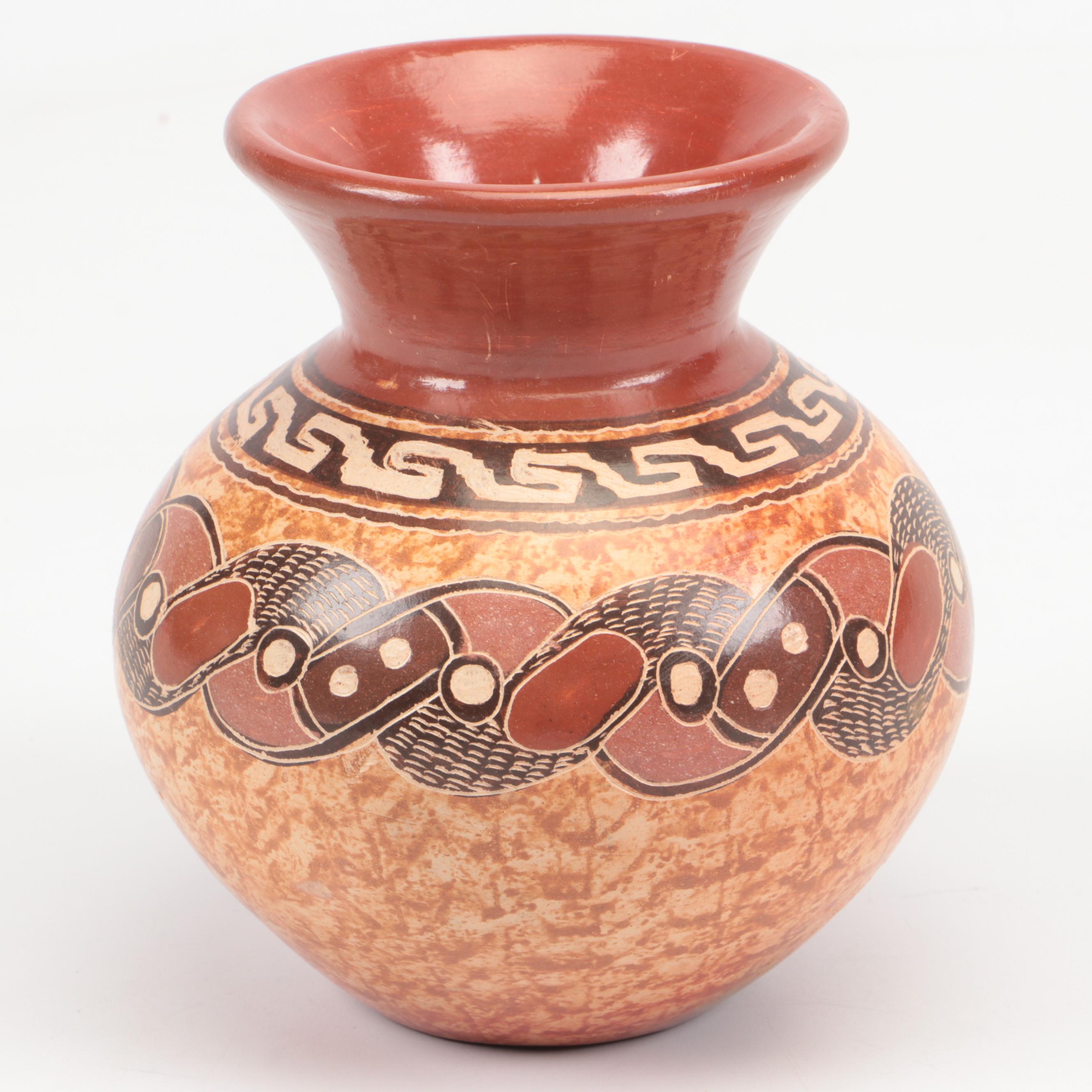 Signed Jemez Pueblo Hand-Painted Ceramic Vase with Other Art Pottery