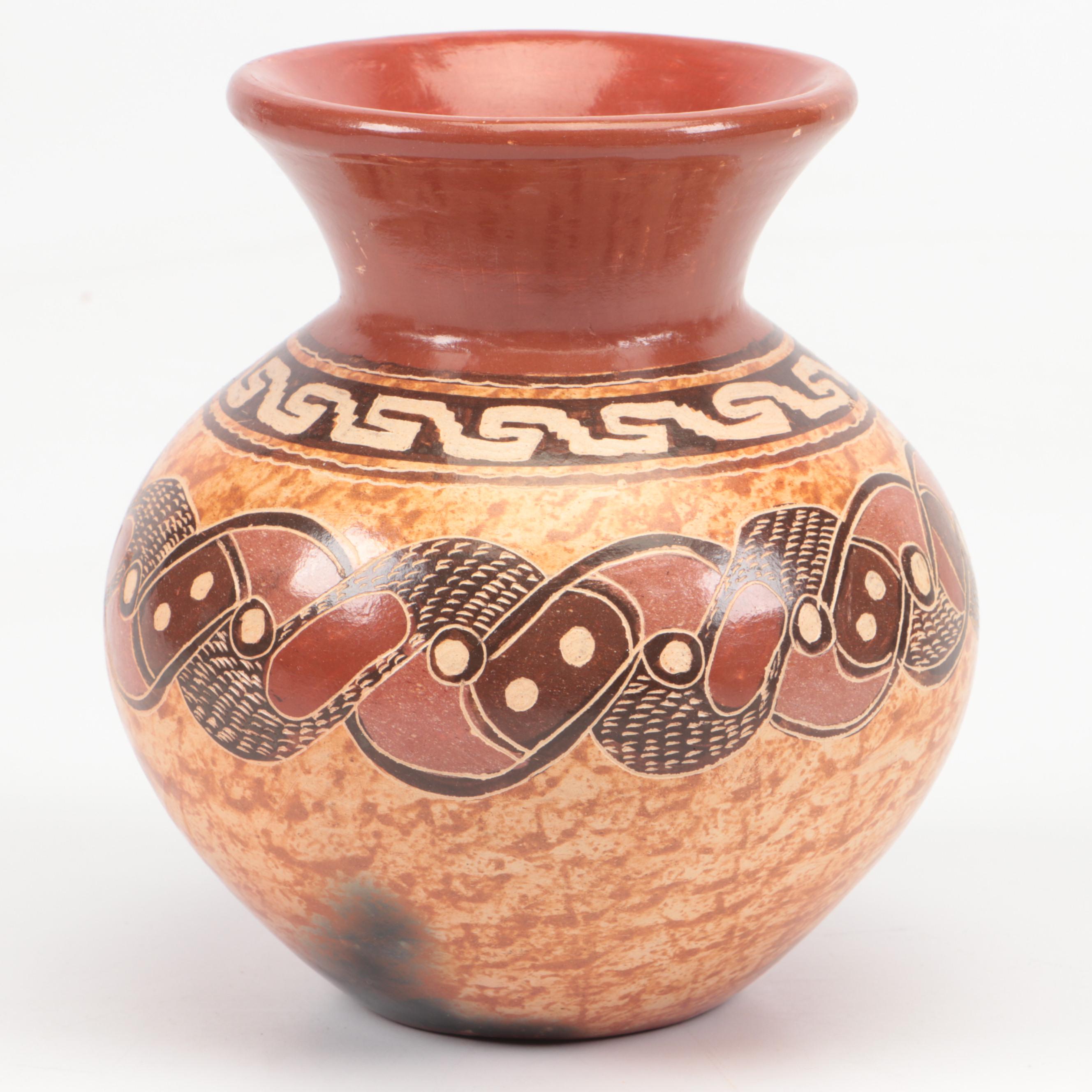 Signed Jemez Pueblo Hand-Painted Ceramic Vase with Other Art Pottery
