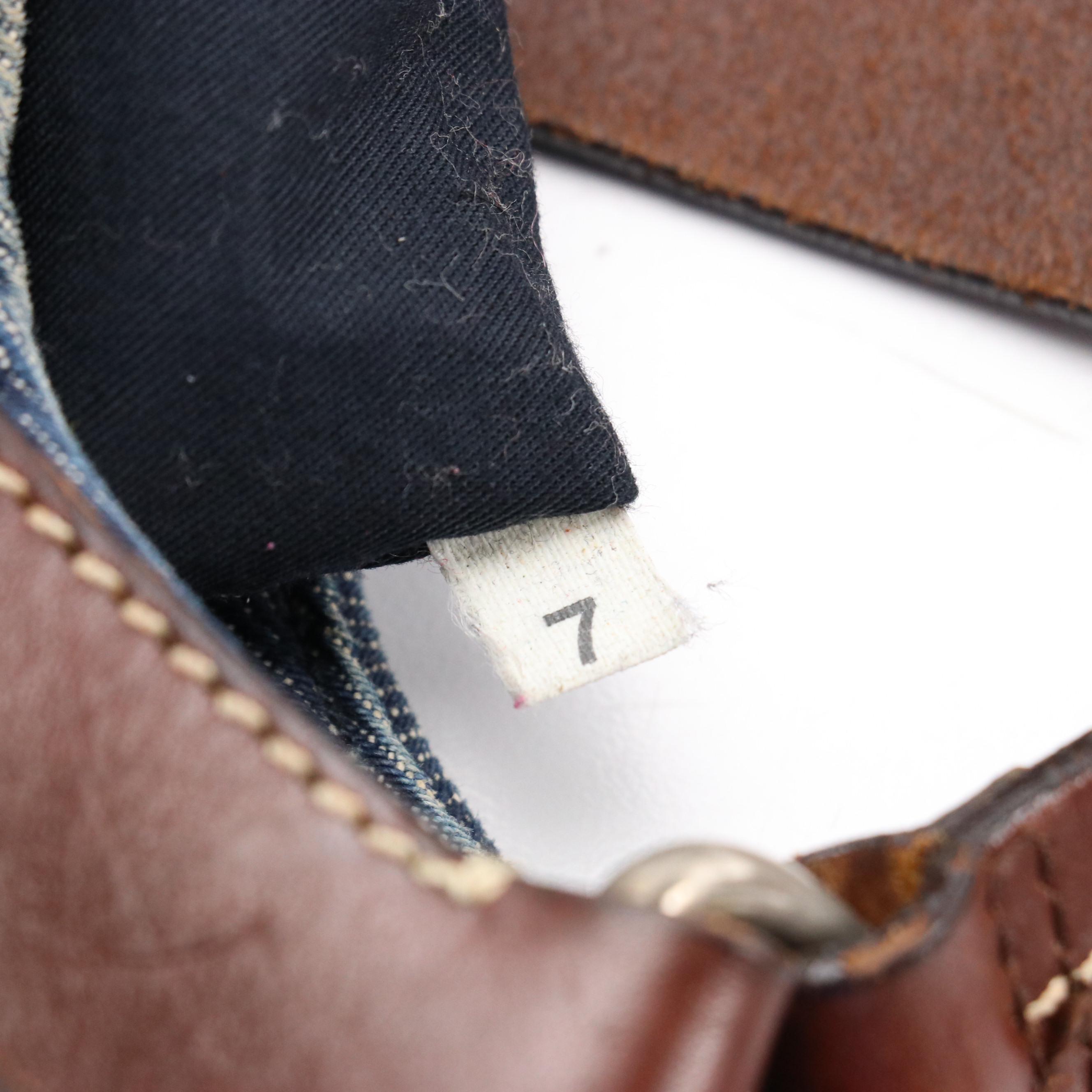 Prada Denim Shoulder Bag with Chocolate Brown Leather Trim