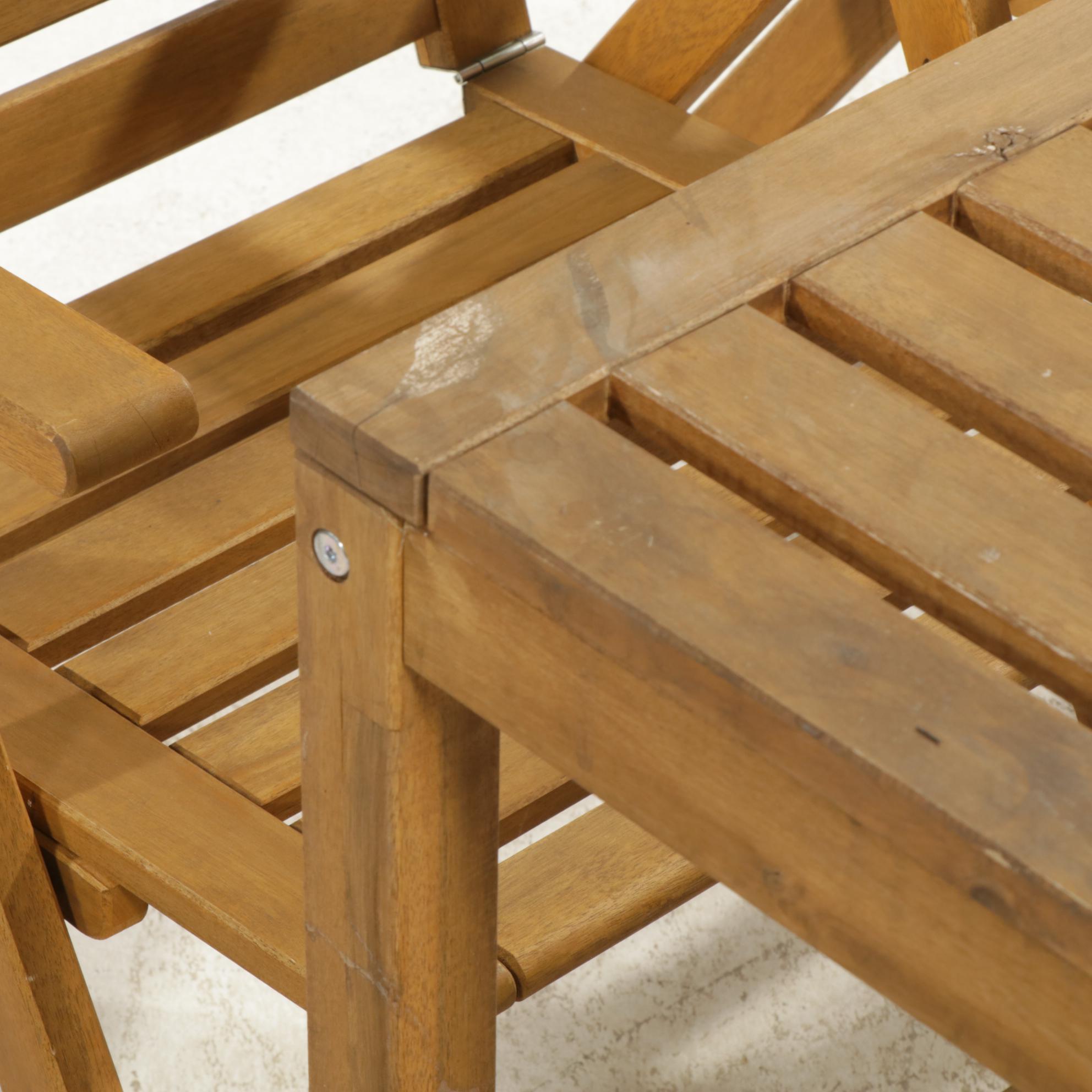 IKEA Nammaro Acacia Wood Patio Table and Four Folding Chairs