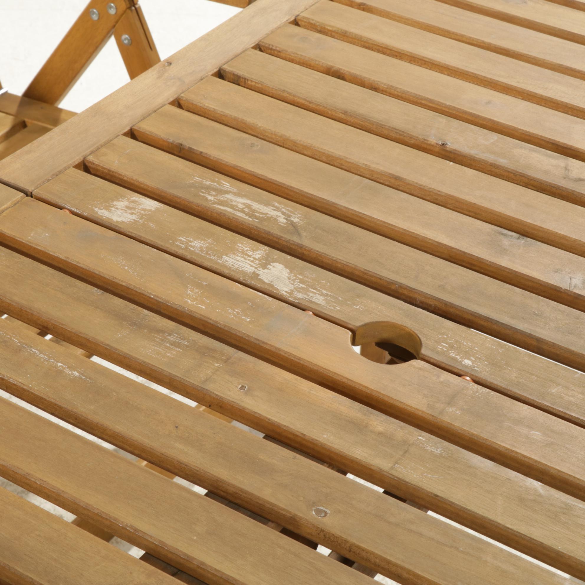 IKEA Nammaro Acacia Wood Patio Table and Four Folding Chairs