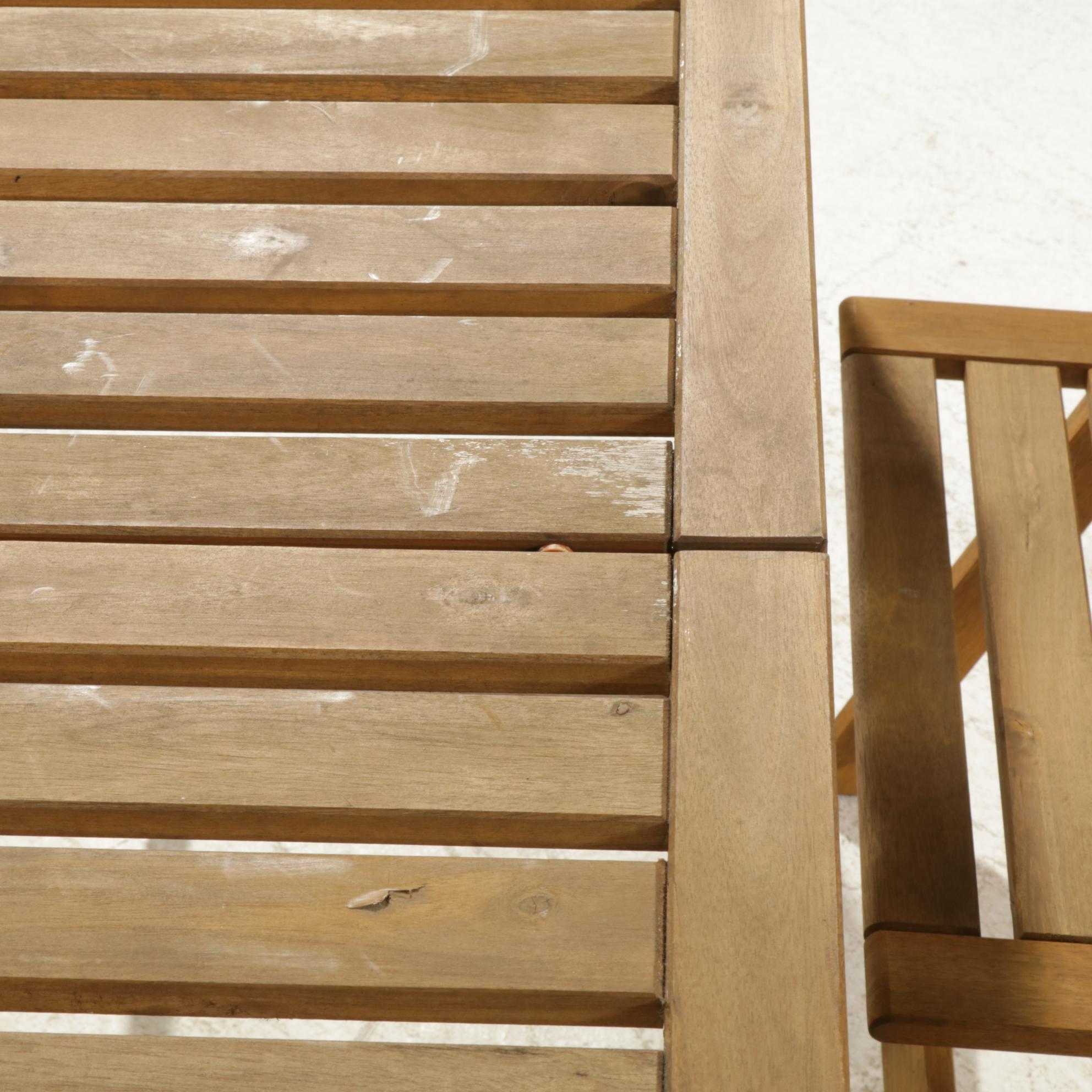 IKEA Nammaro Acacia Wood Patio Table and Four Folding Chairs