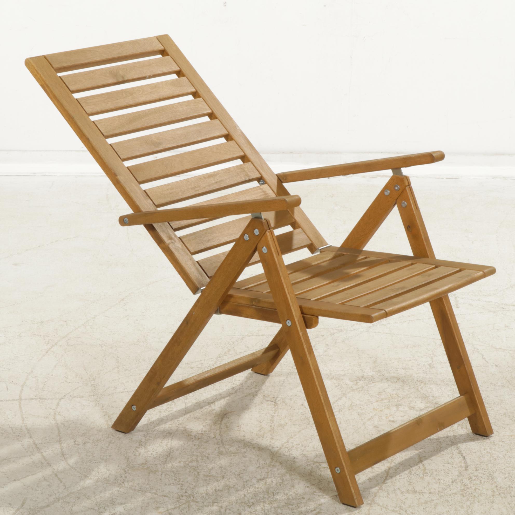 IKEA Nammaro Acacia Wood Patio Table and Four Folding Chairs