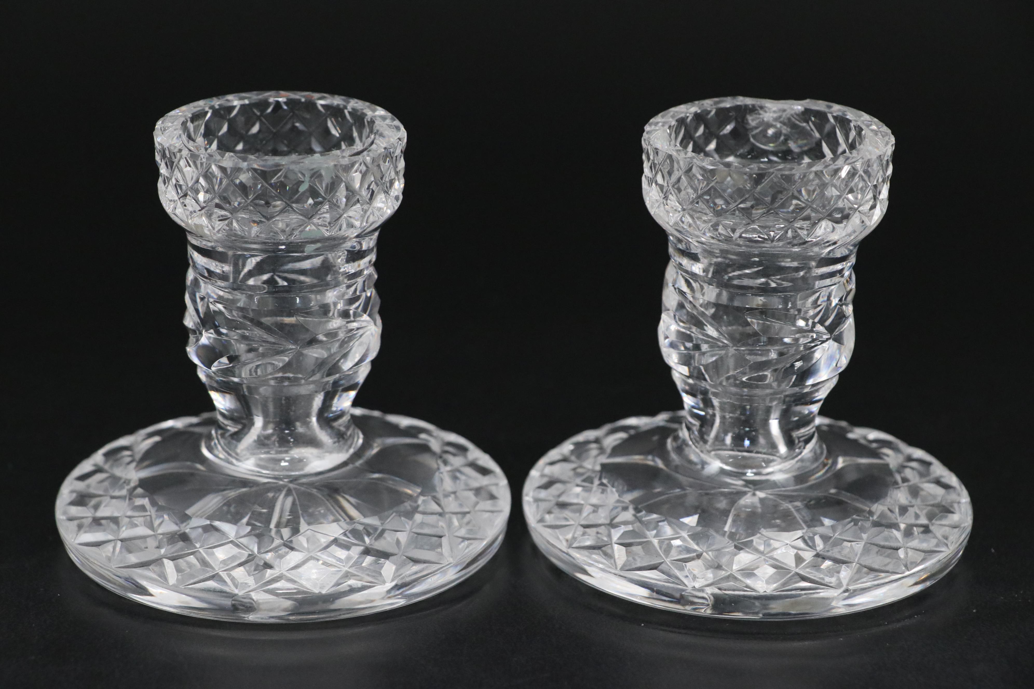 Waterford "Glandore" and Shannon Crystal Candlesticks with Other Vase
