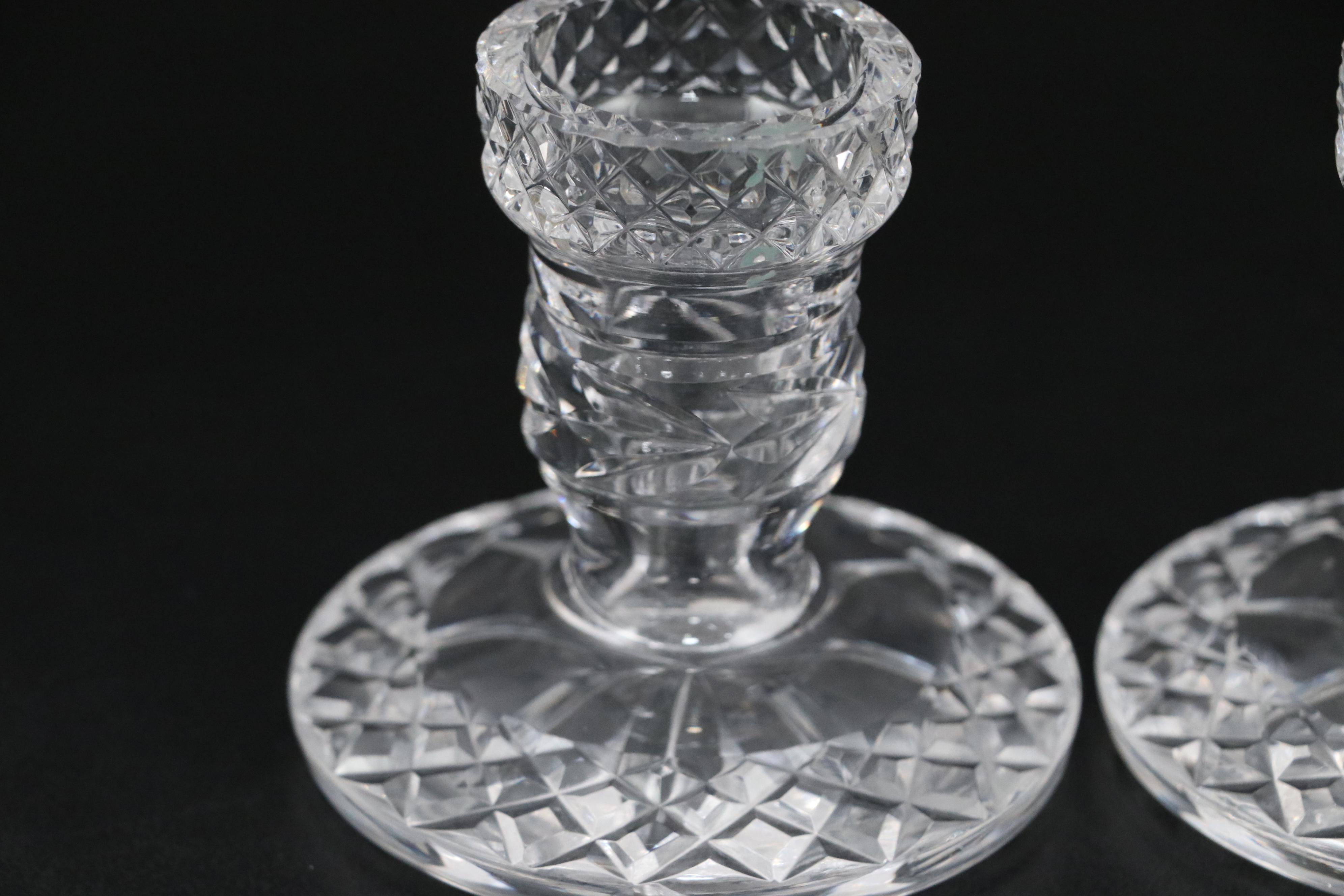 Waterford "Glandore" and Shannon Crystal Candlesticks with Other Vase