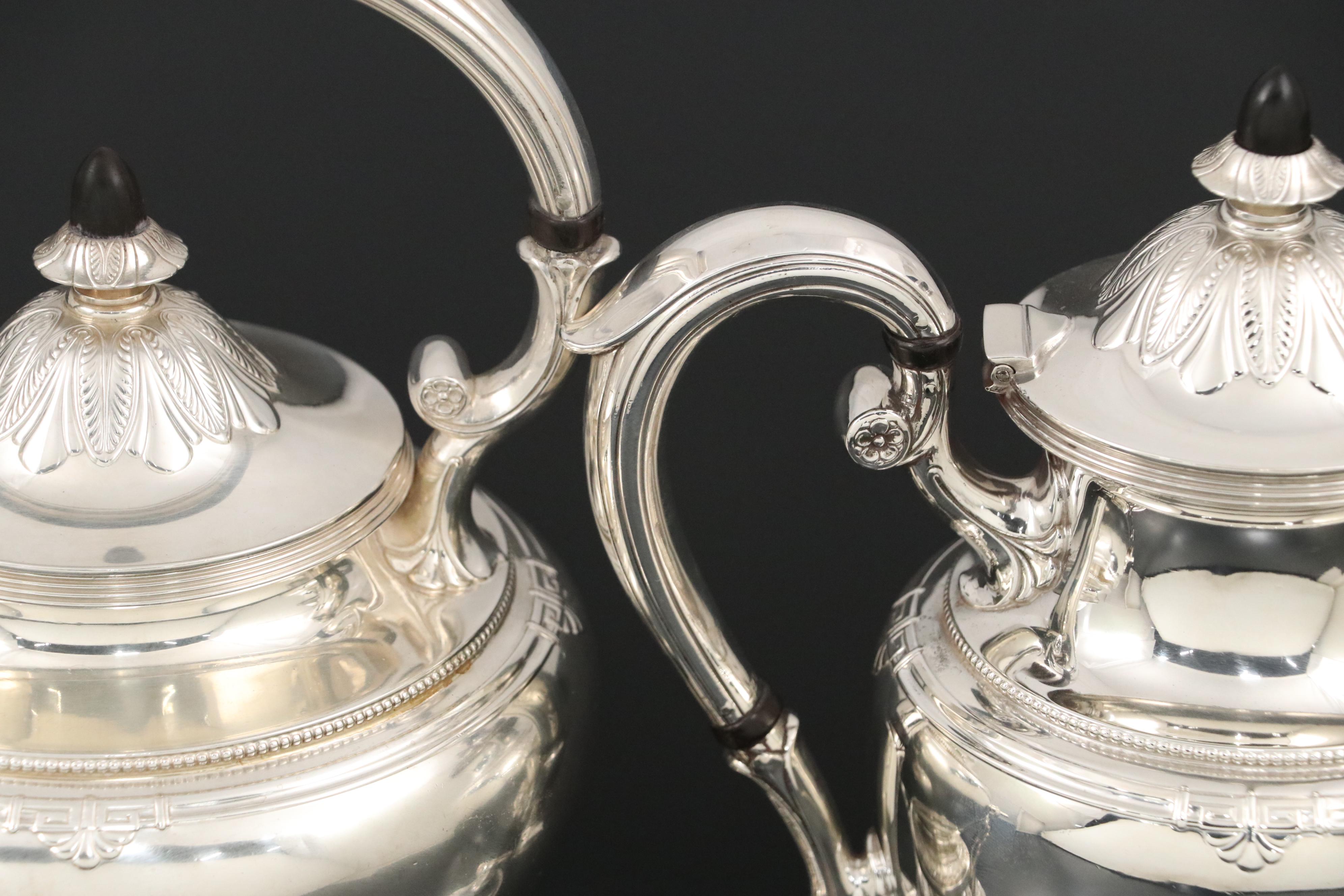 Gorham "Shamrock" Sterling Silver Tea Service with Barbour Silver Plate Tray