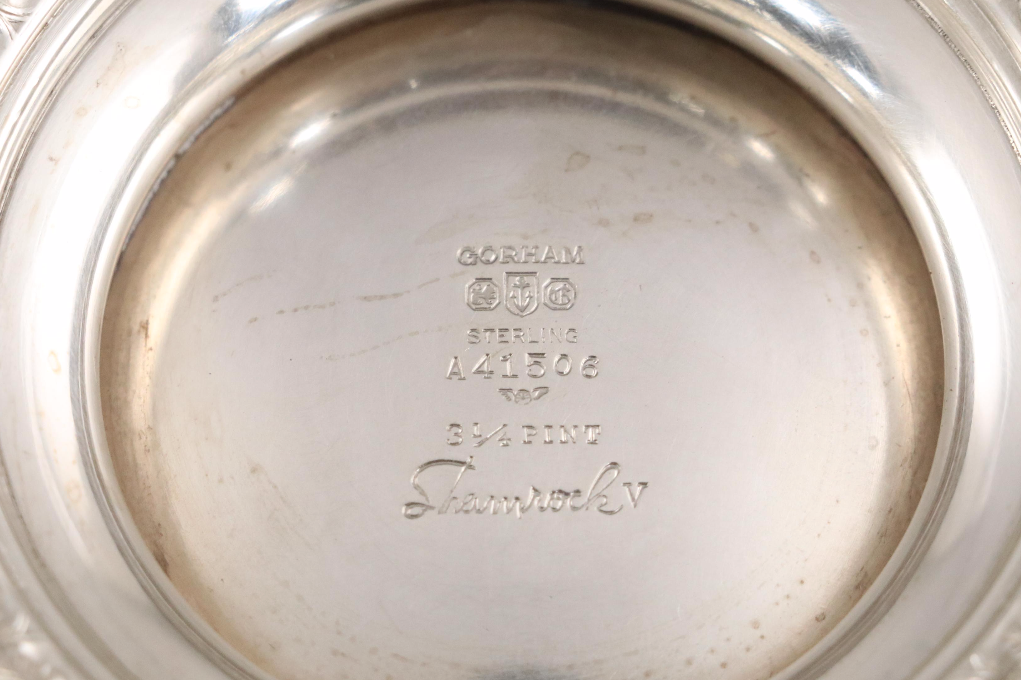 Gorham "Shamrock" Sterling Silver Tea Service with Barbour Silver Plate Tray