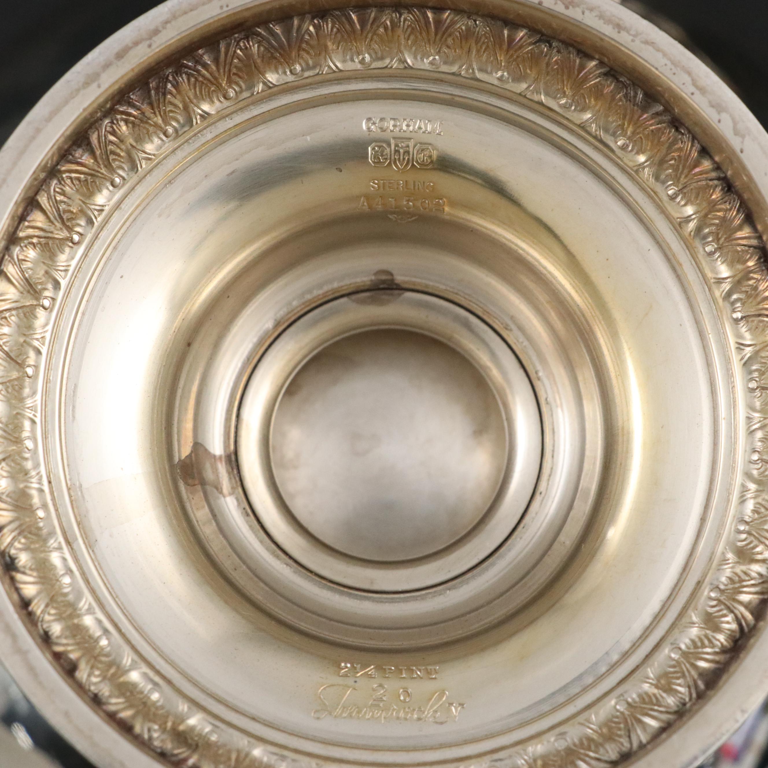 Gorham "Shamrock" Sterling Silver Tea Service with Barbour Silver Plate Tray