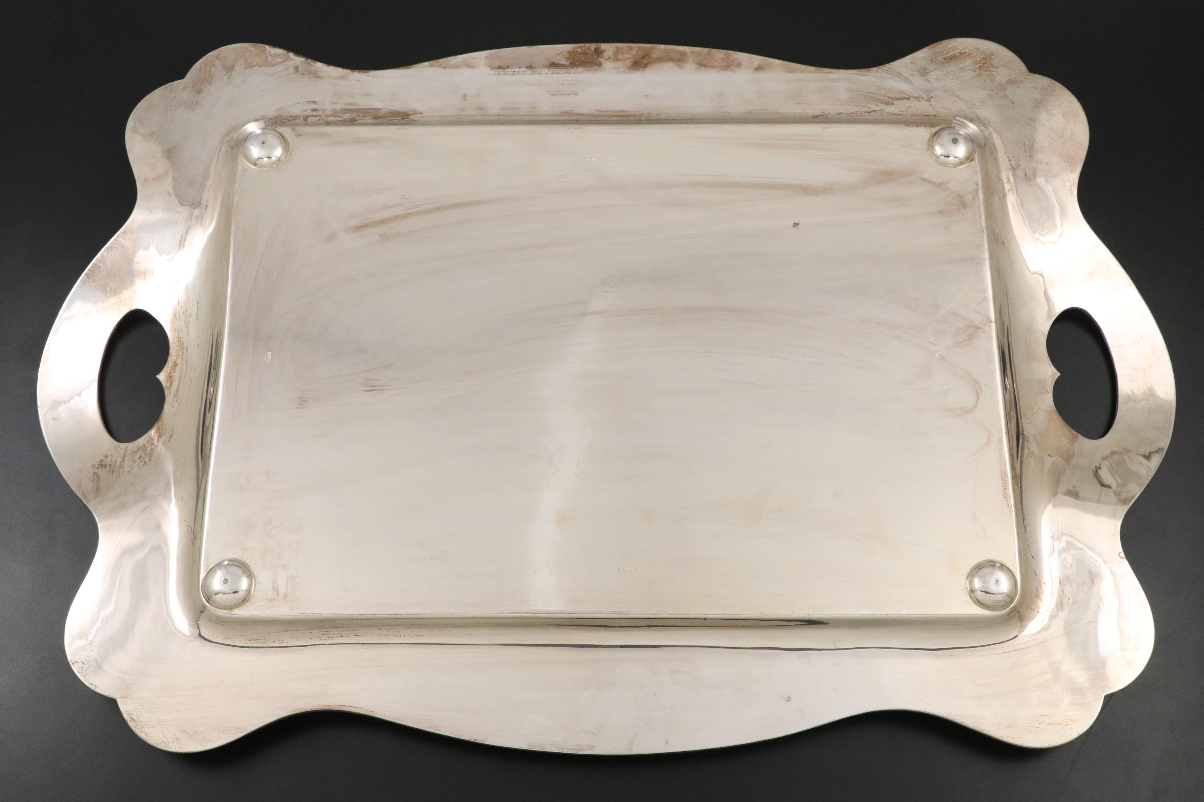 Gorham "Shamrock" Sterling Silver Tea Service with Barbour Silver Plate Tray