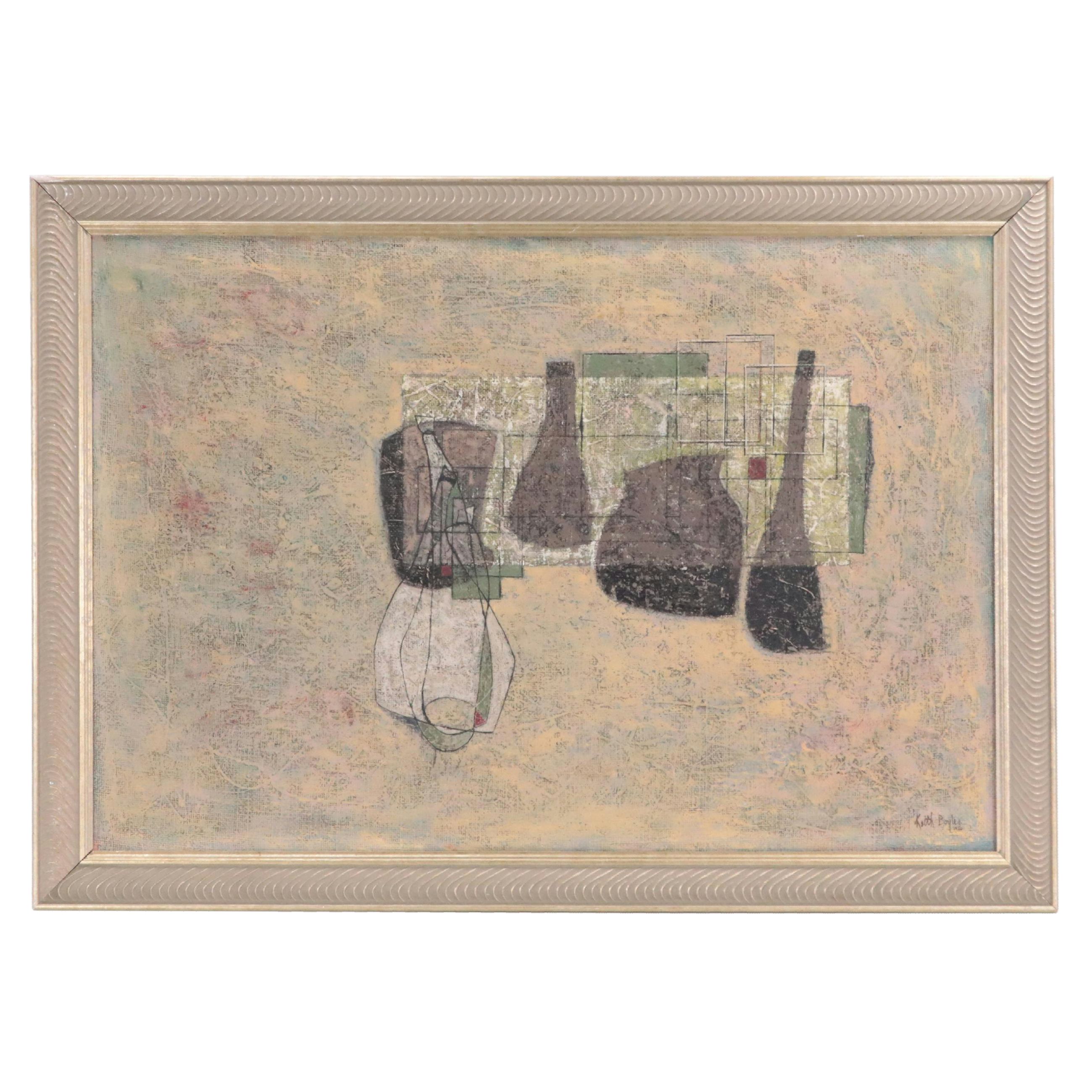 Keith Boyle Abstract Still Life Oil Painting, 1950