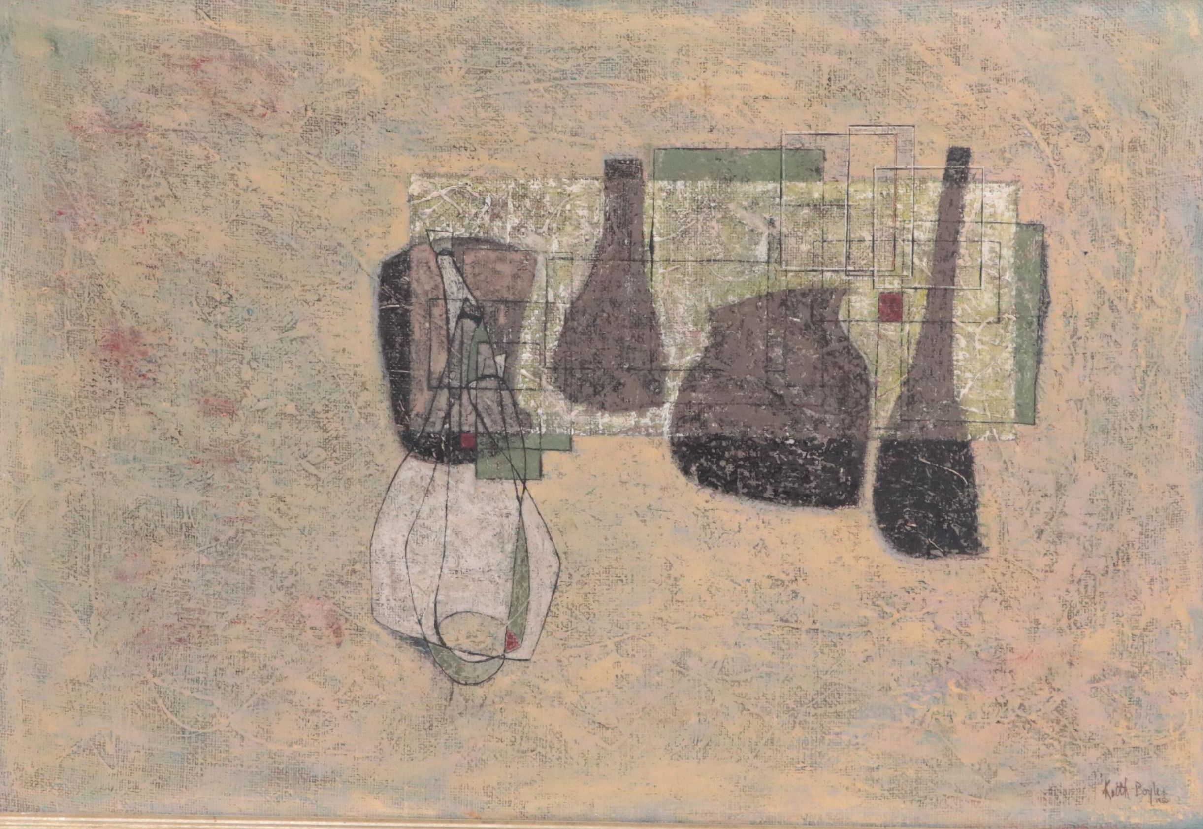 Keith Boyle Abstract Still Life Oil Painting, 1950