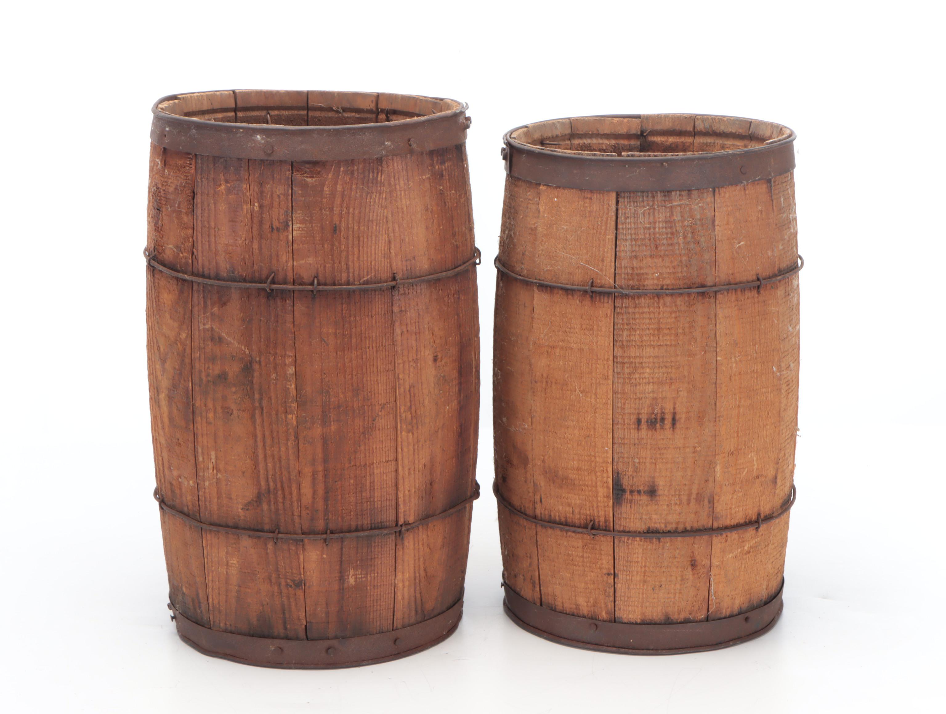 Metal-Banded Oak Stave Barrels