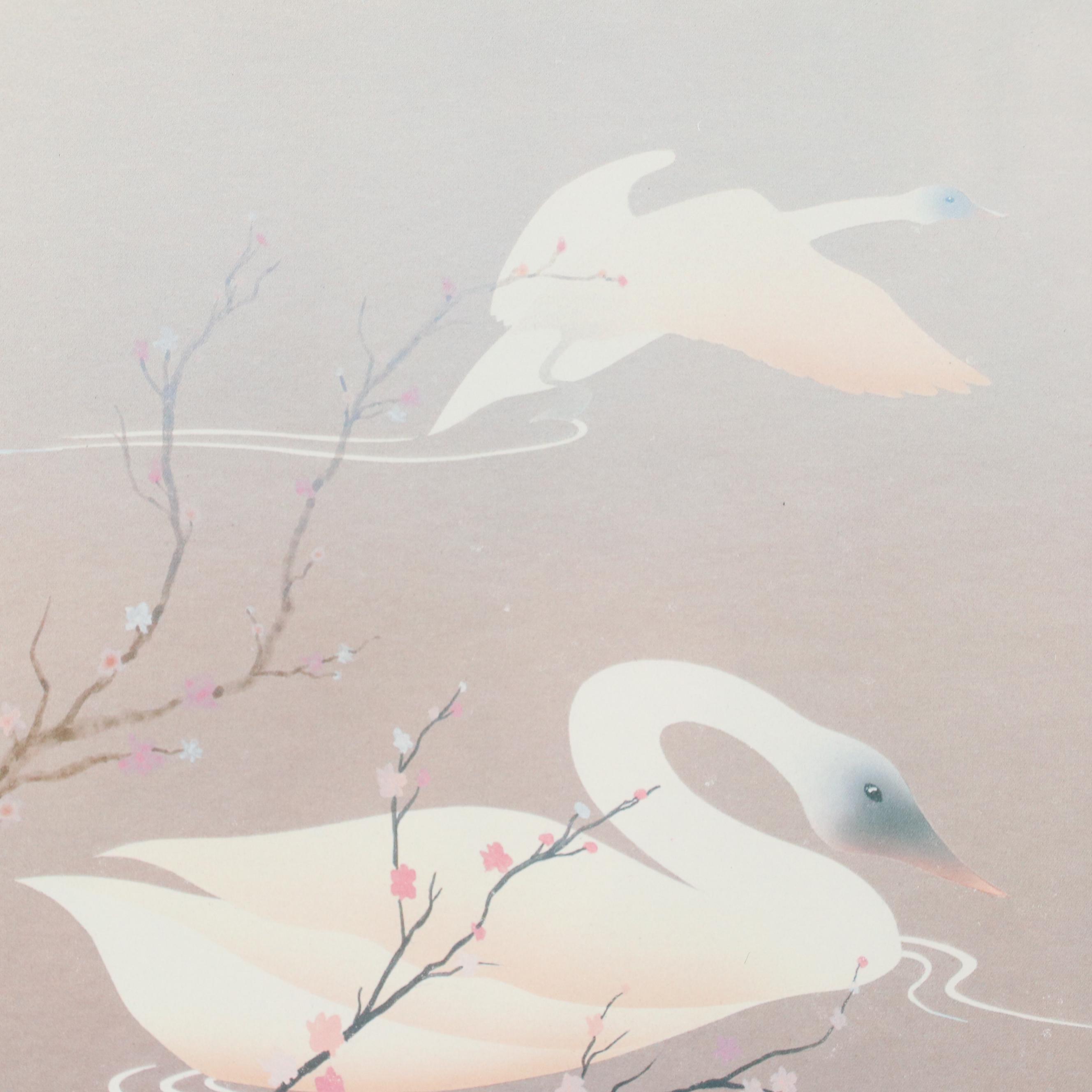 Offset Lithograph After Kaisha Tsual "Swan In Flight"