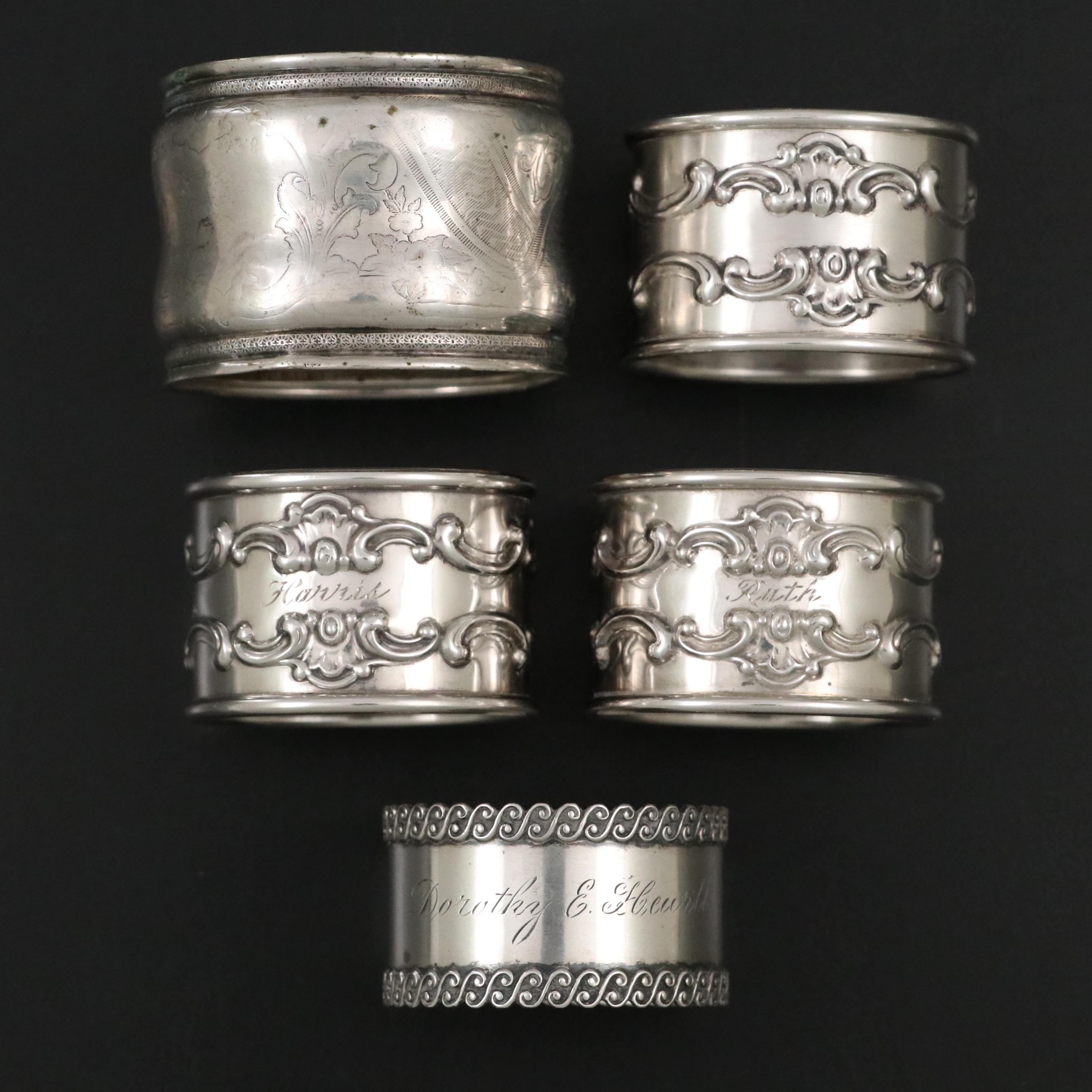 Gorham "Strasbourg" Sterling Silver Napkin Rings with Other Napkin Rings
