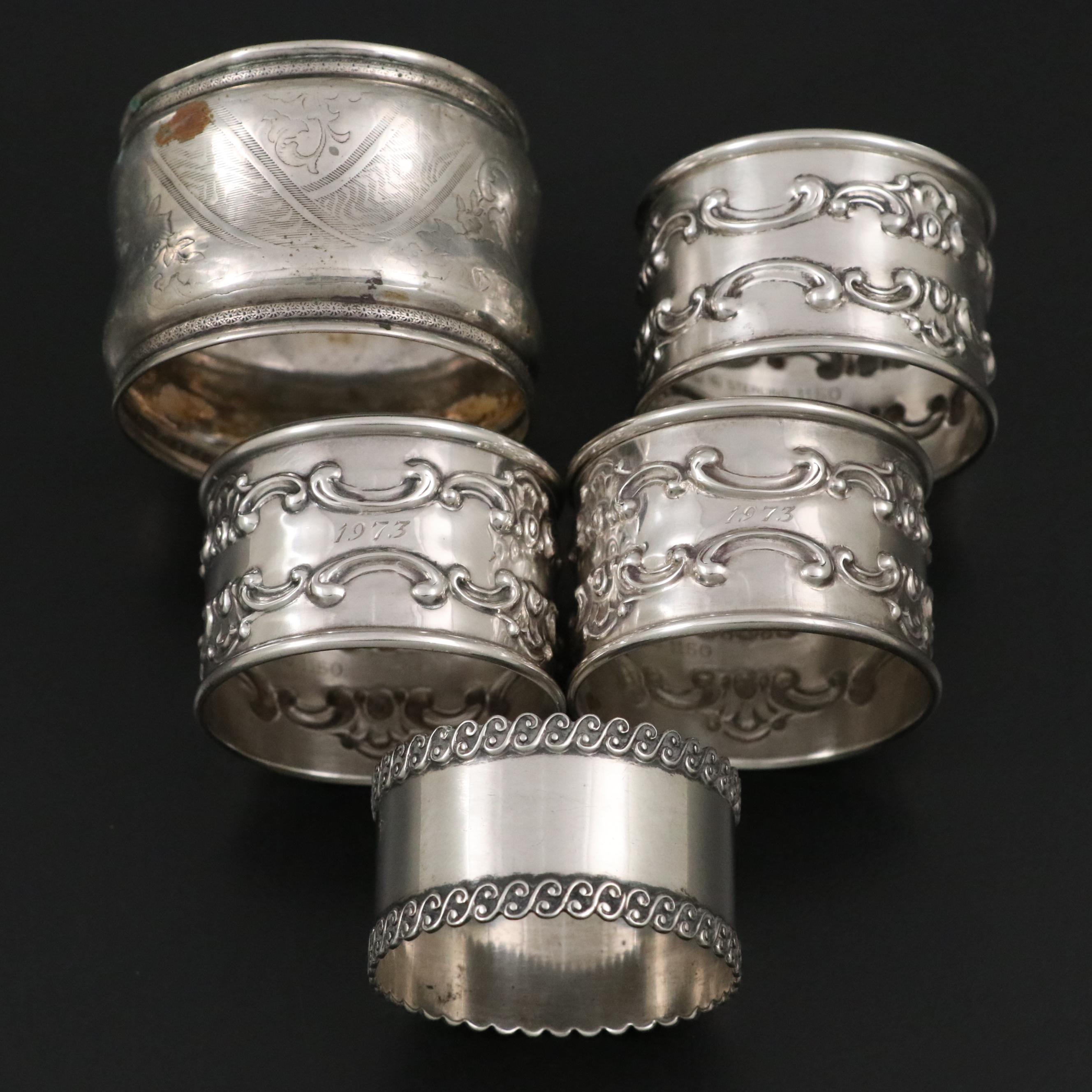 Gorham "Strasbourg" Sterling Silver Napkin Rings with Other Napkin Rings