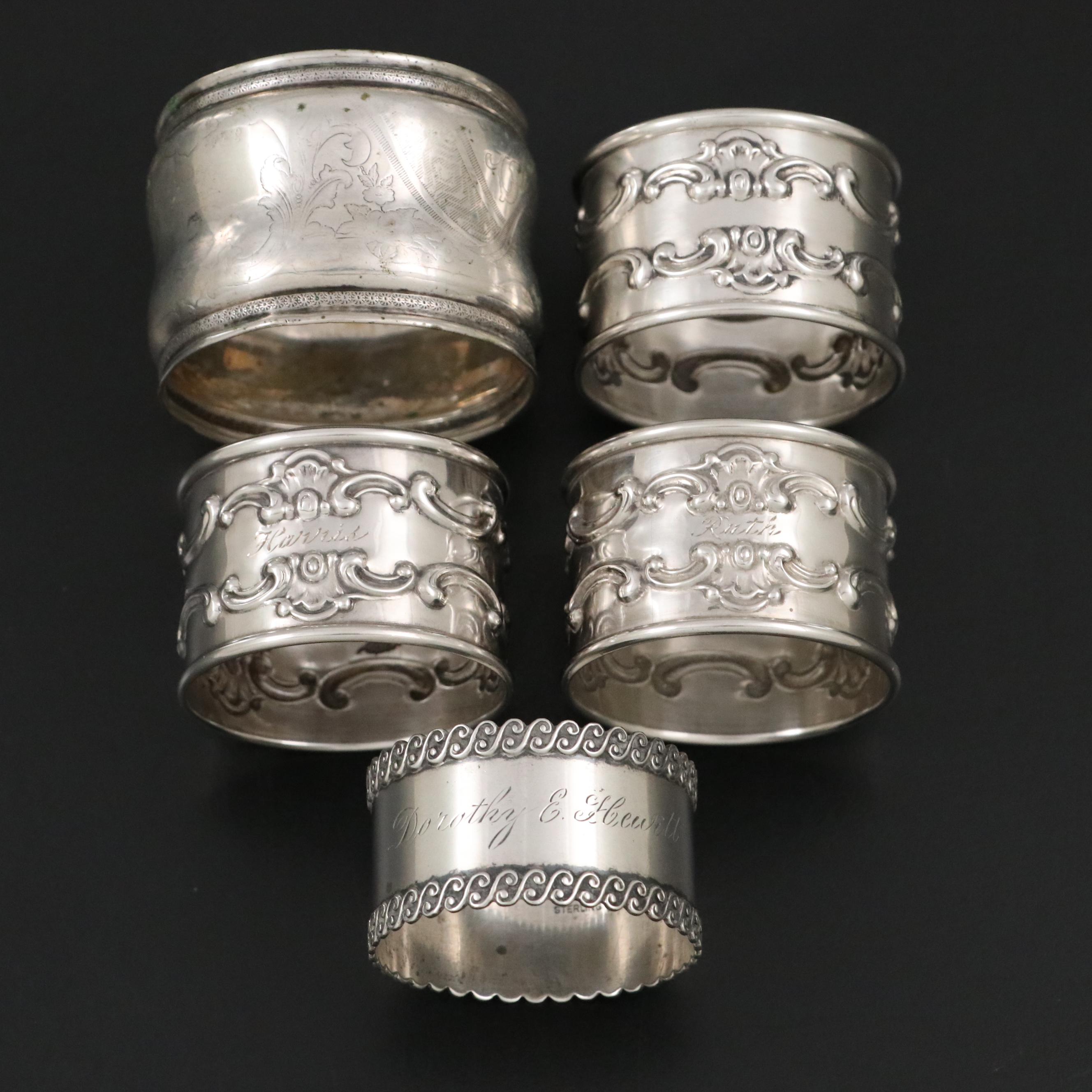 Gorham "Strasbourg" Sterling Silver Napkin Rings with Other Napkin Rings