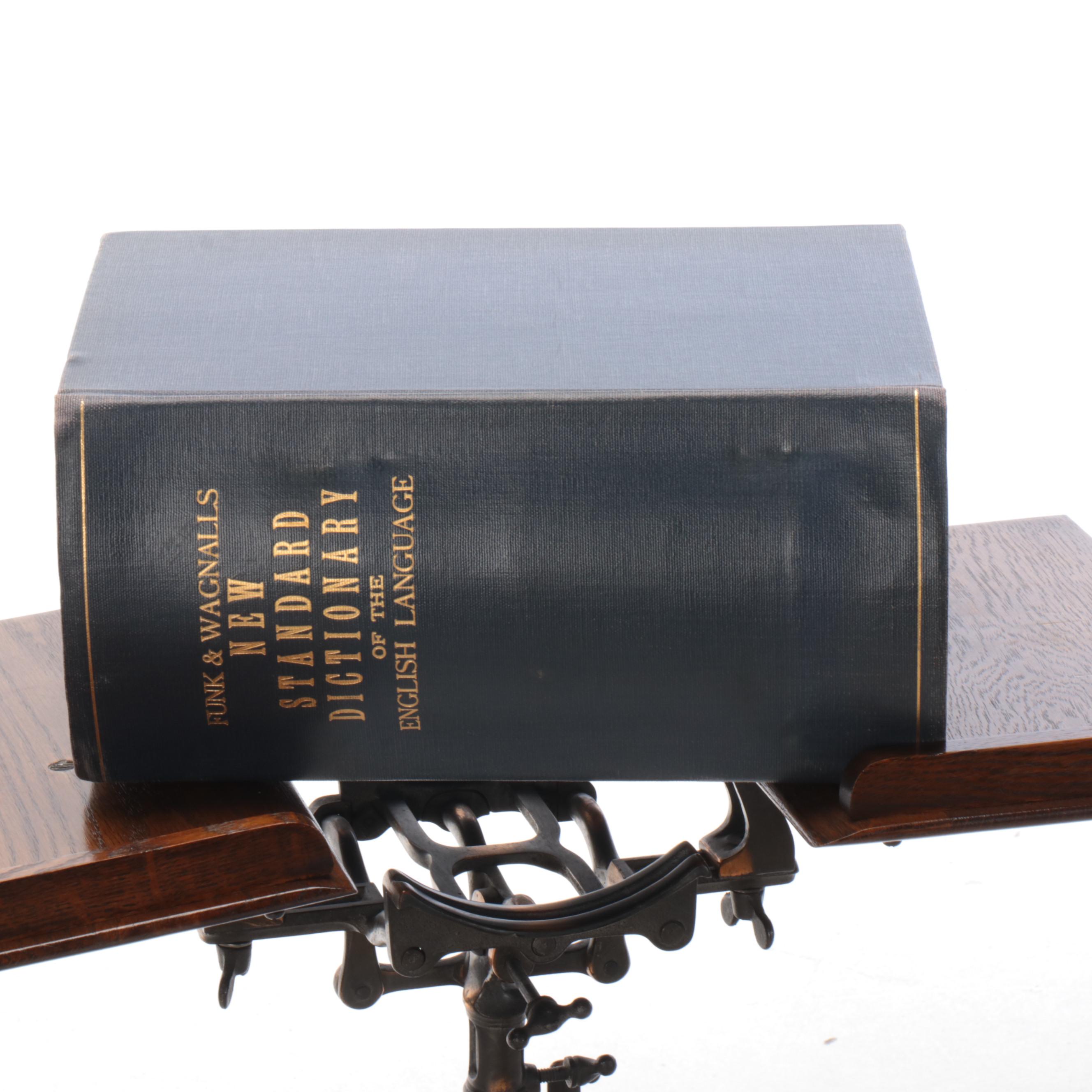Victorian Mechanical Book Stand, 1927 Funk & Wagnalls New Standard Dictionary