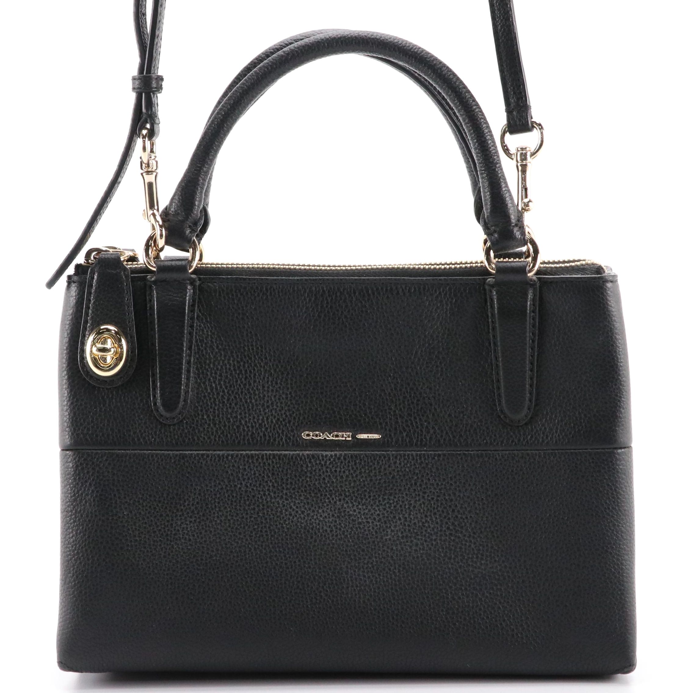 Shops COACH Blk Leather-(Mini-Purse) turn lock