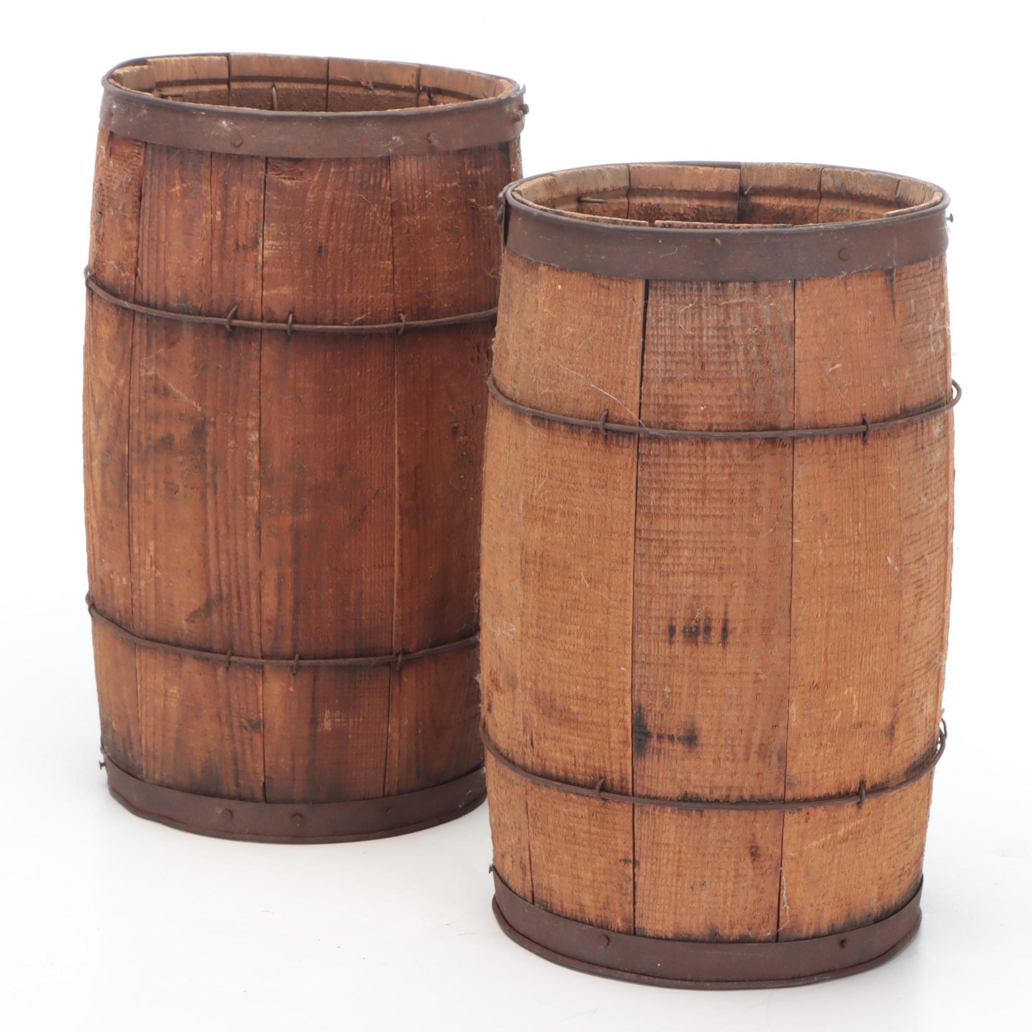 Metal-Banded Oak Stave Barrels