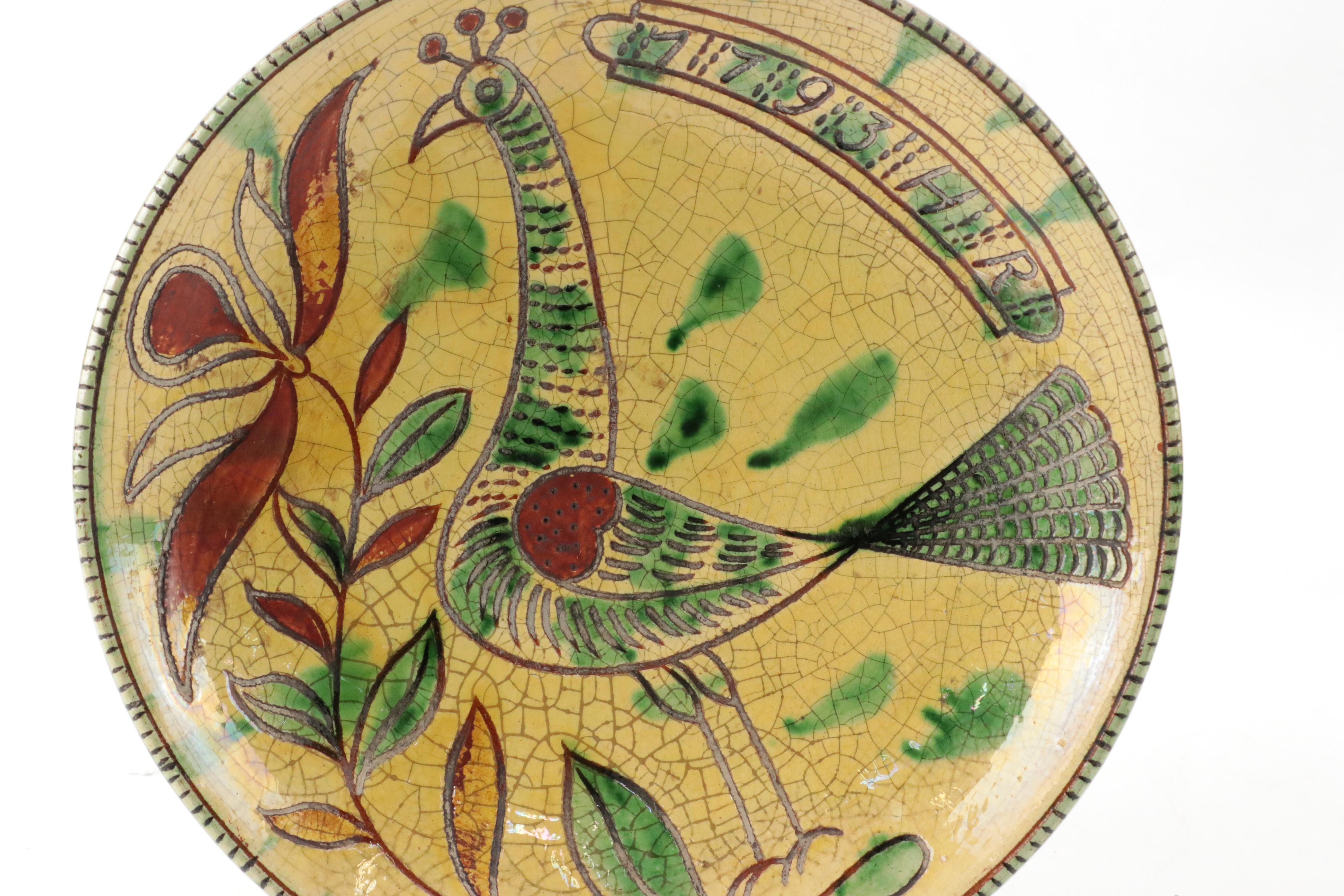 Italian Hand-Painted Bird Motif Ceramic Charger