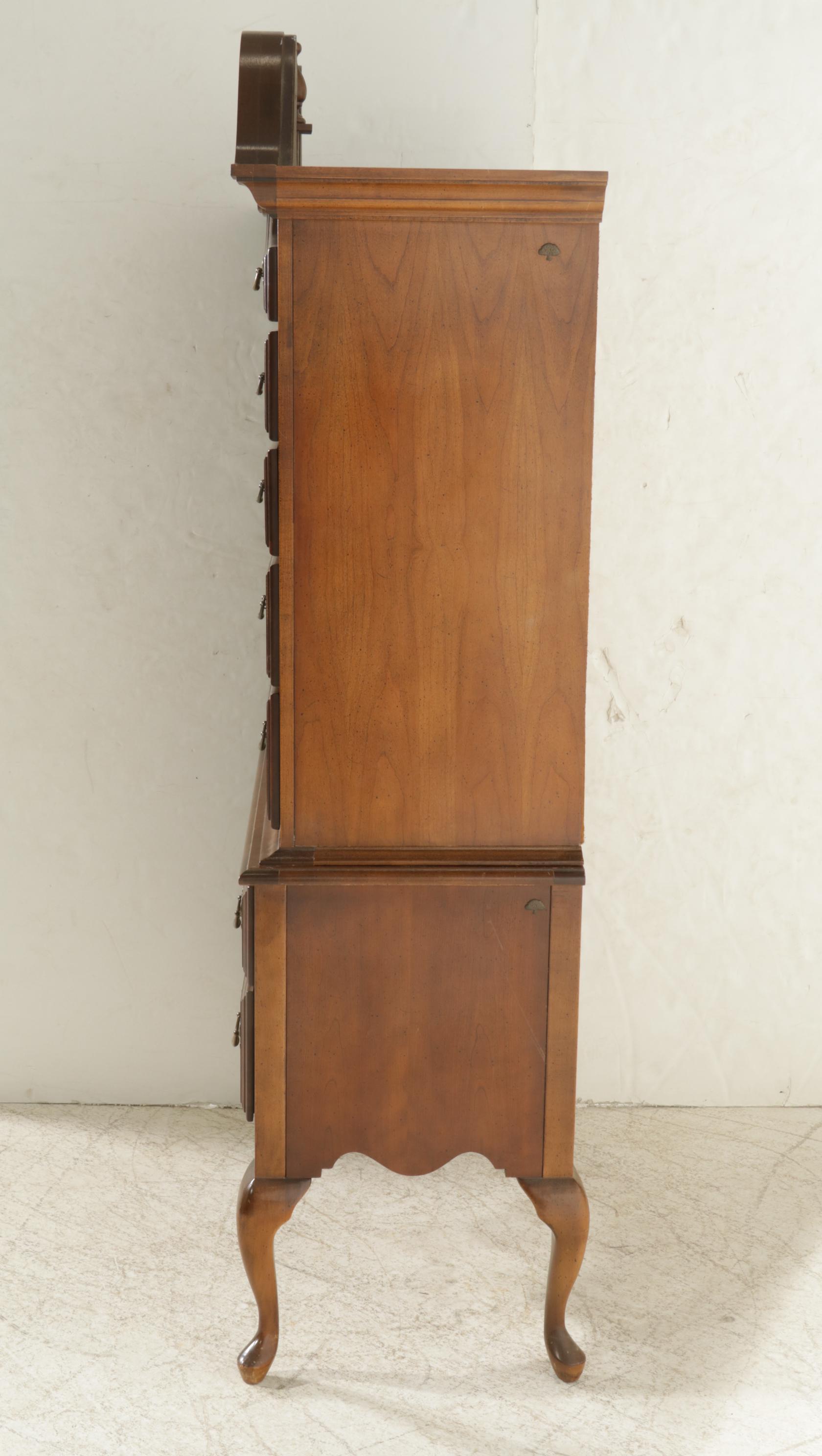 American Drew Federal Style Mahogany Highboy Chest on Chest, Late 20th Century