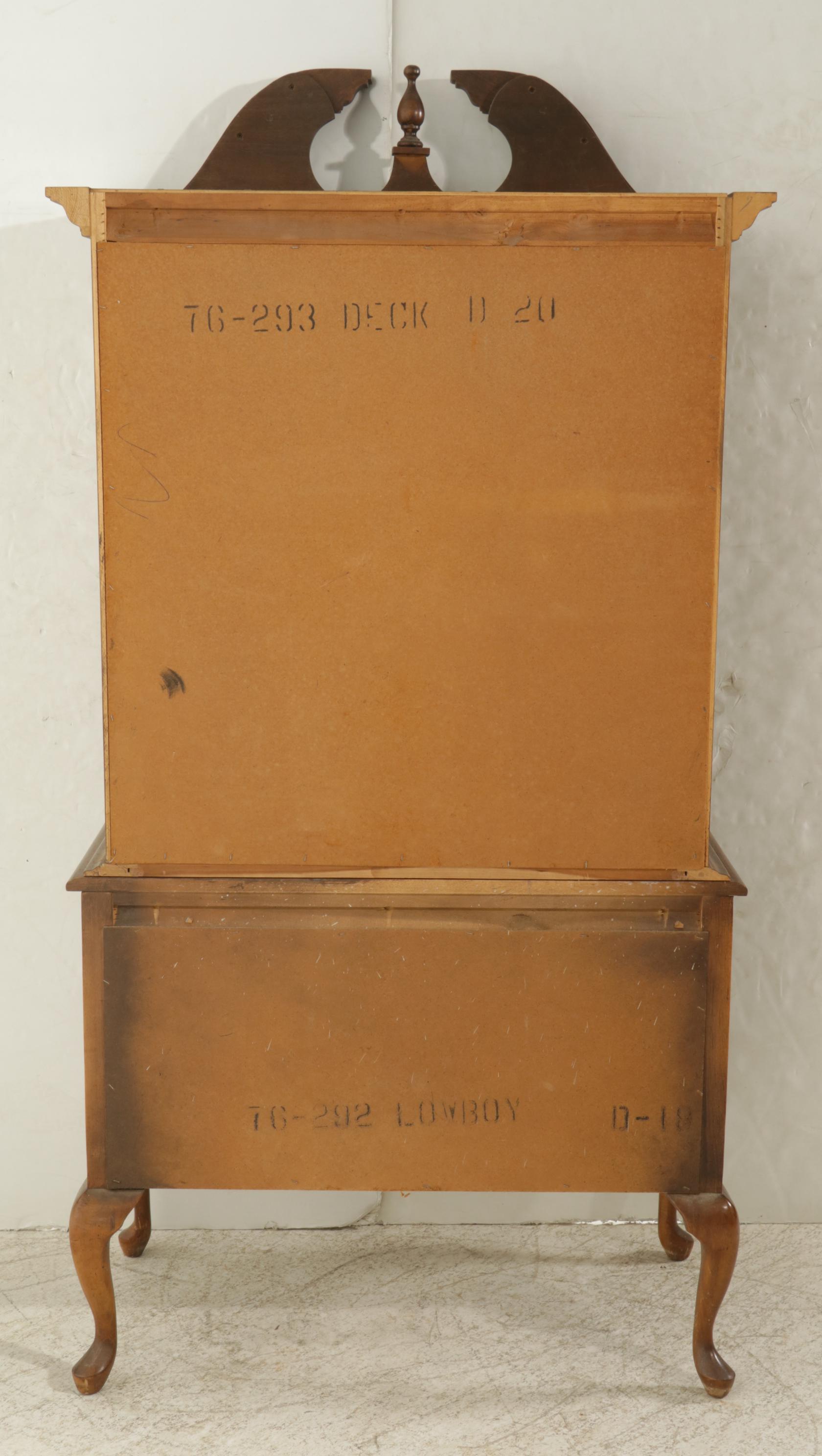 American Drew Federal Style Mahogany Highboy Chest on Chest, Late 20th Century