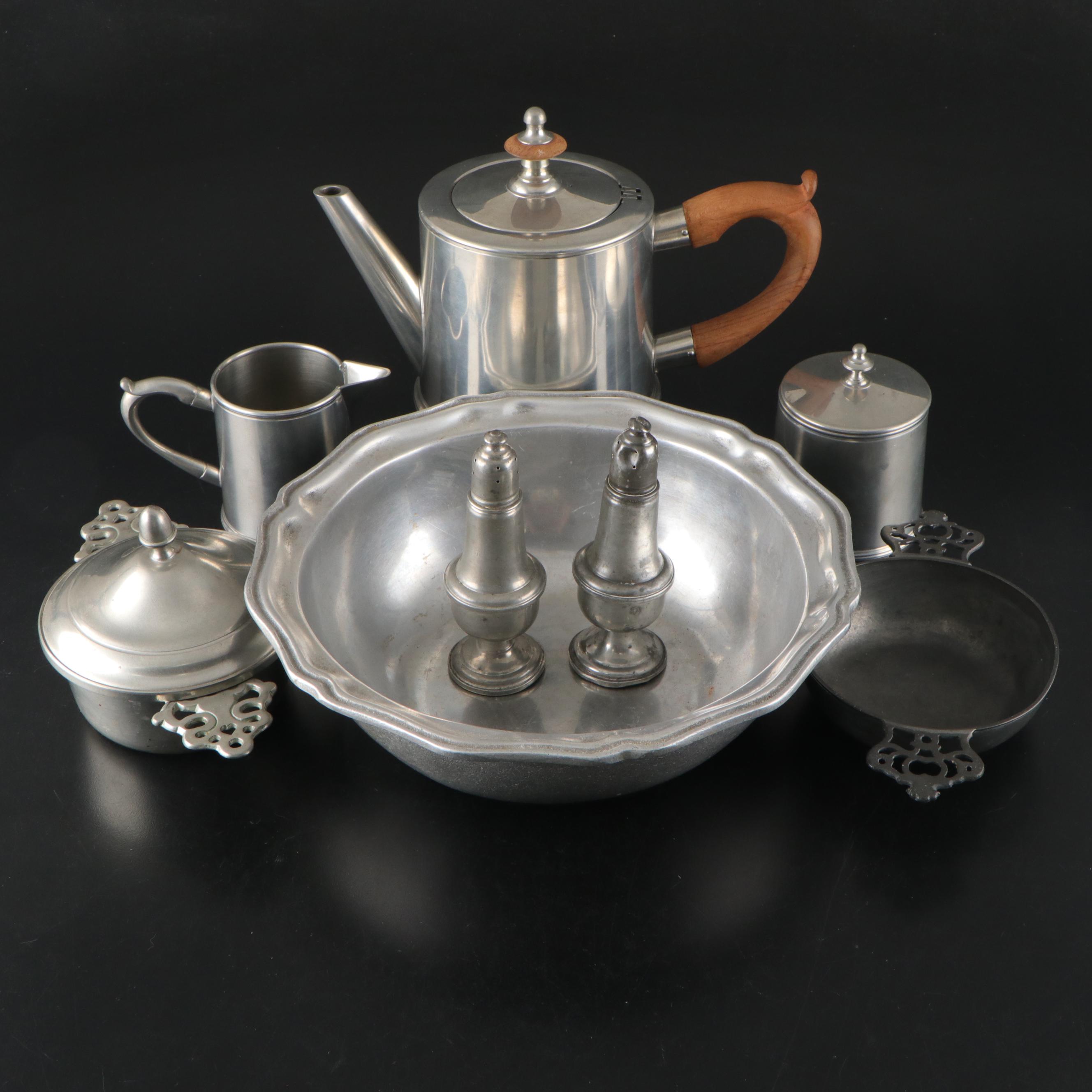 Wilton Armetale Pewter Bowl with Empire Pewter Shakers and More