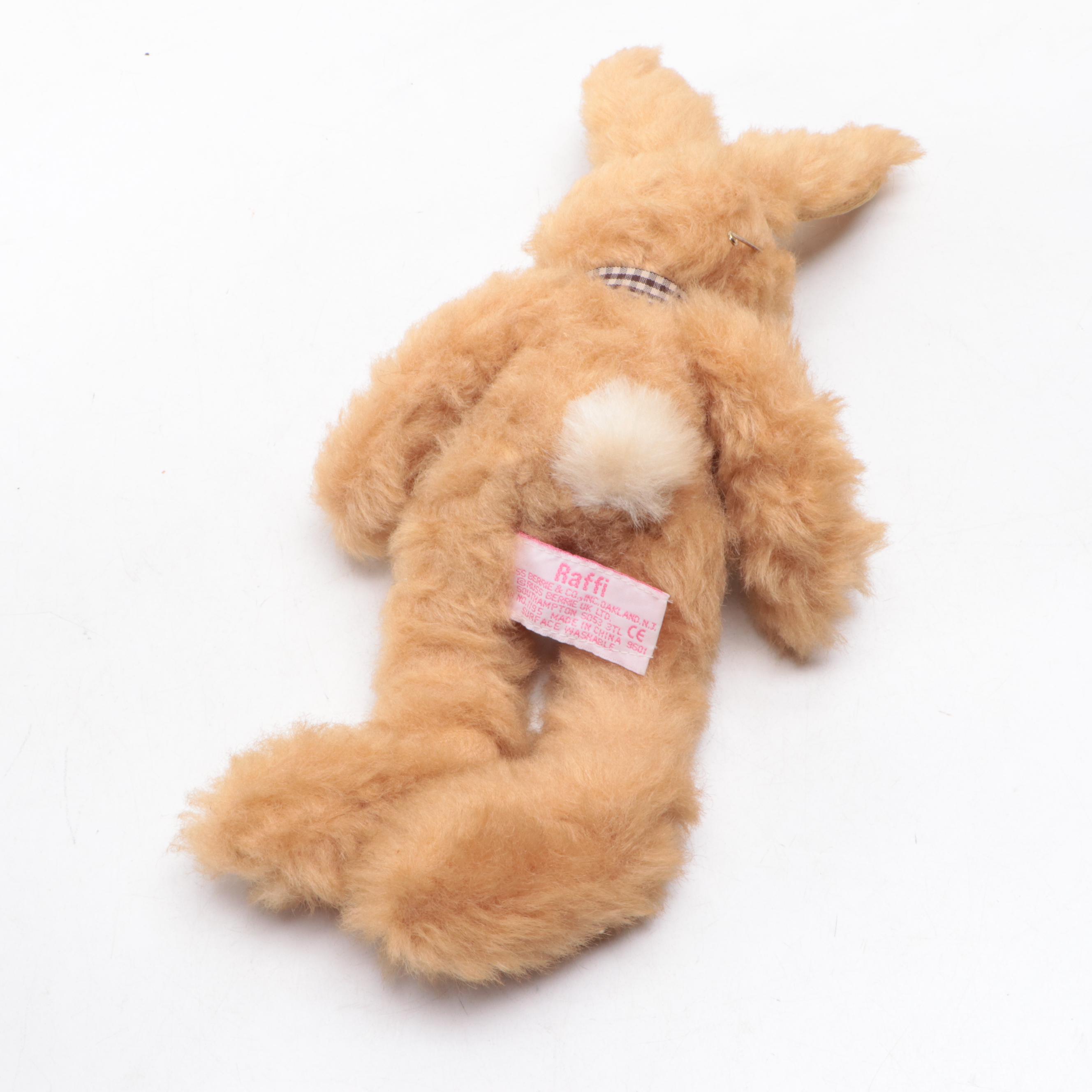 Miniature Wooden Windsor Chair and Rocking Chair with Stuffed Toy Rabbit