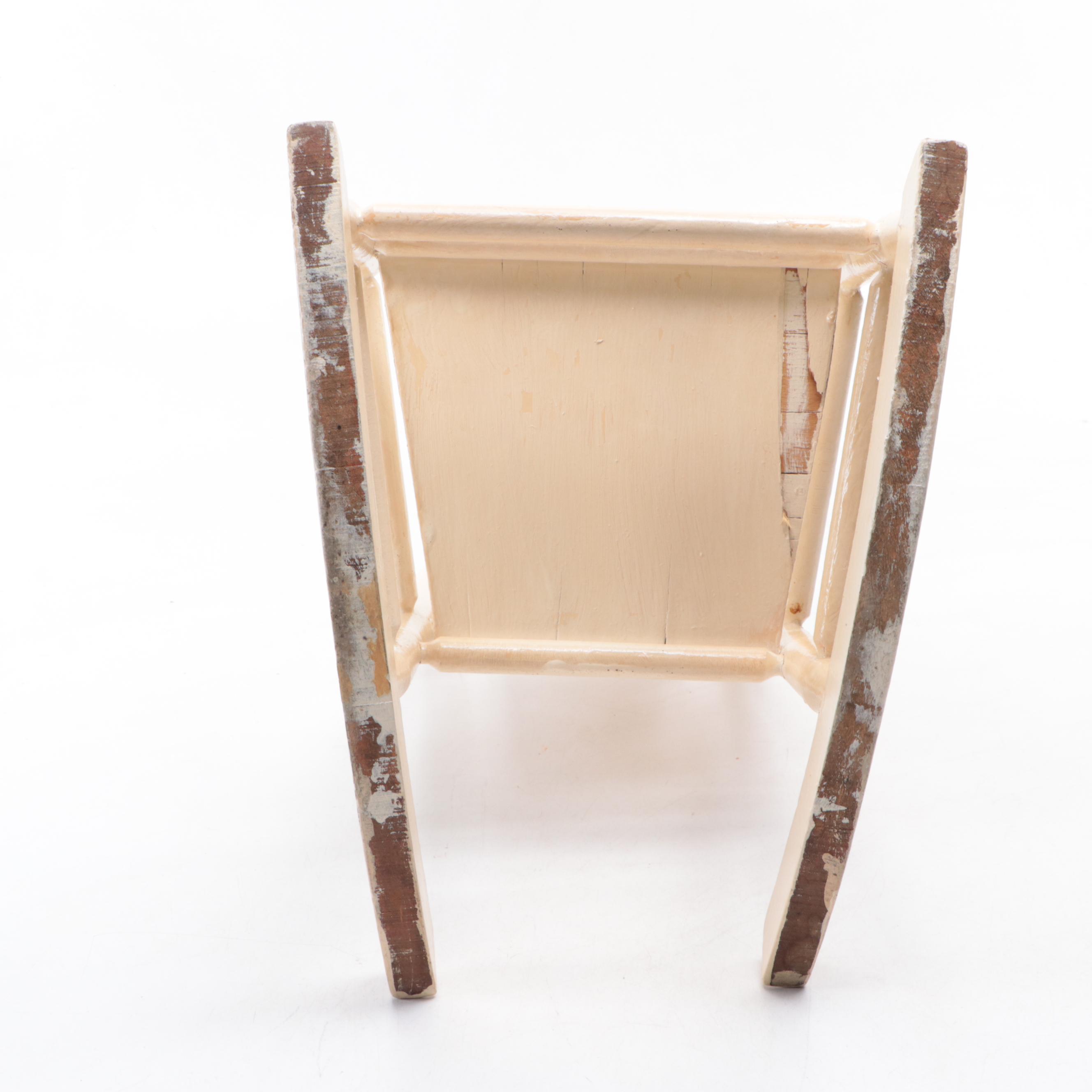 Miniature Wooden Windsor Chair and Rocking Chair with Stuffed Toy Rabbit