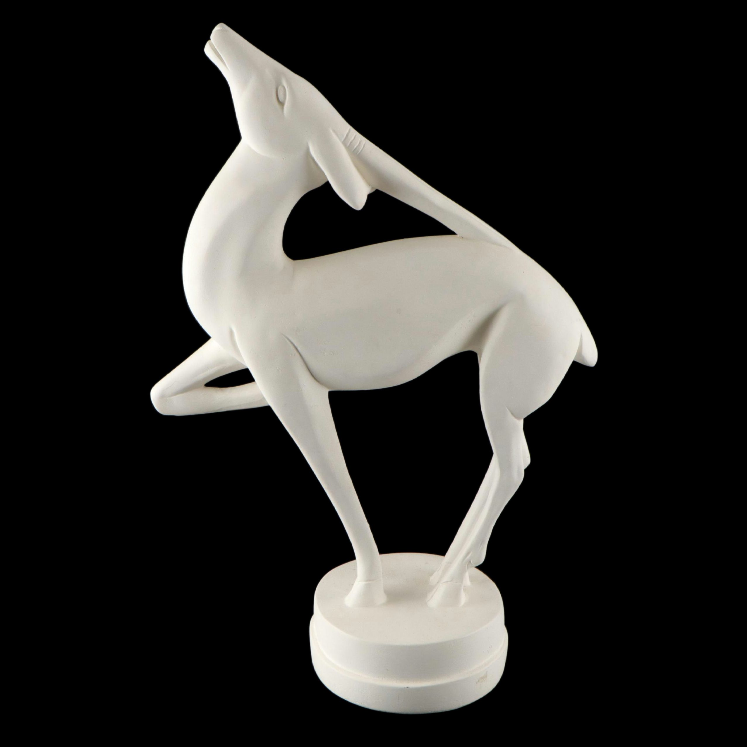 Art Deco Style Plaster Gazelle Figurine