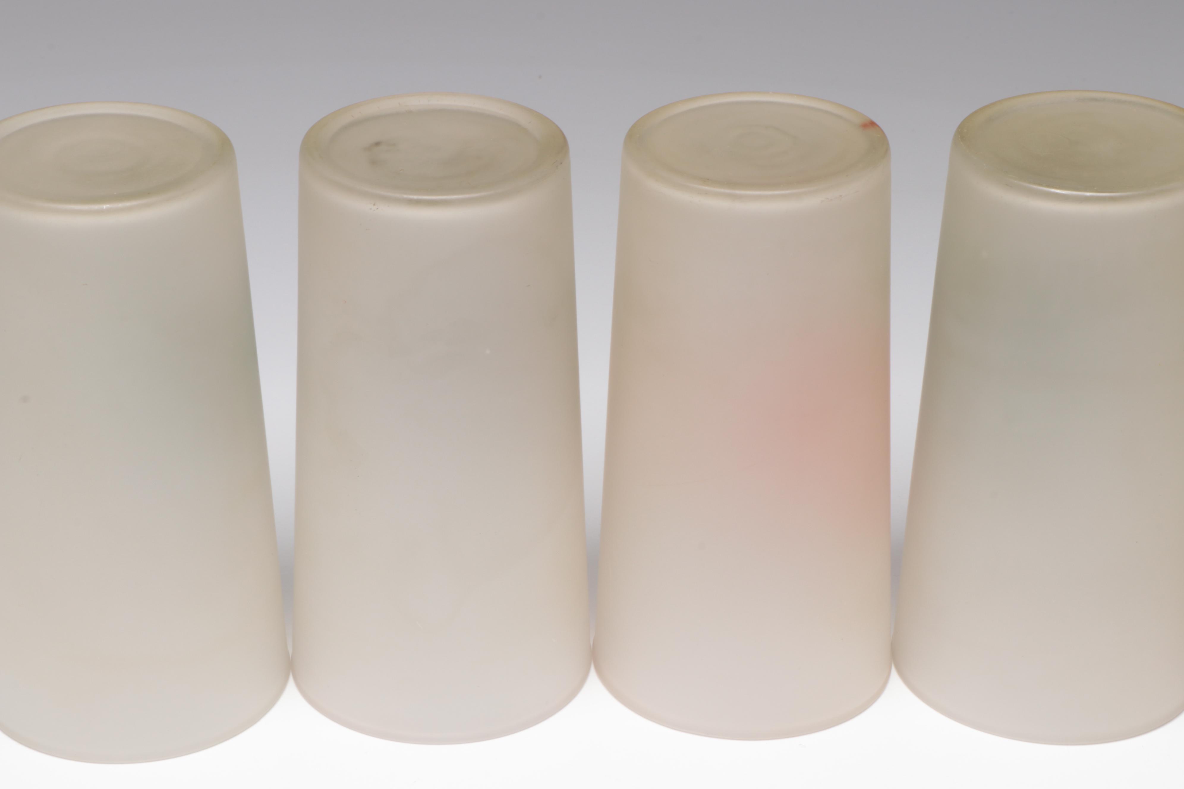 Hand-Painted Frosted Drinking Glasses with Handcrafted Snowmen Figurines