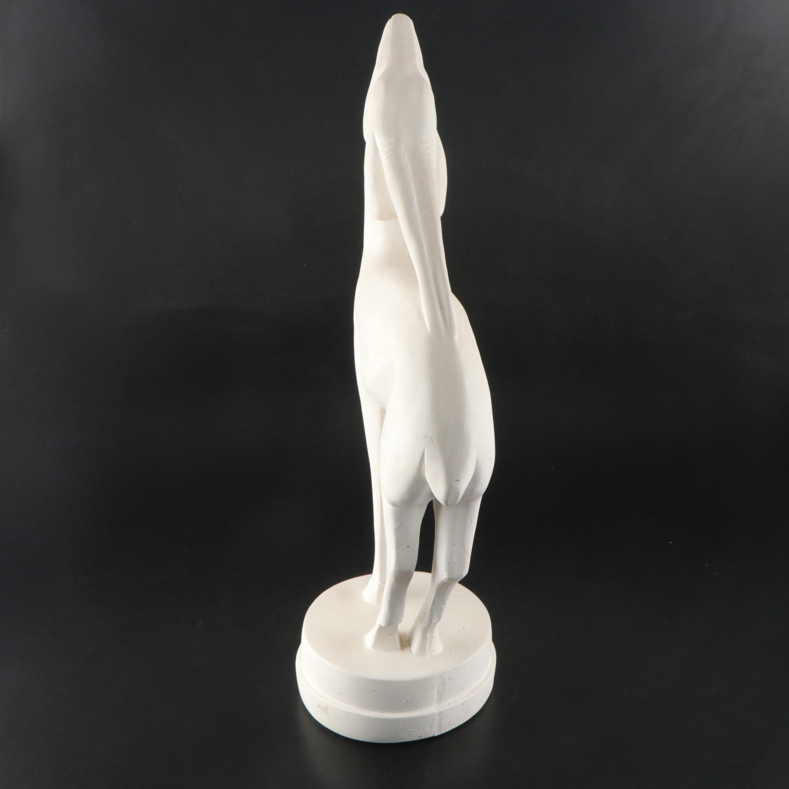 Art Deco Style Plaster Gazelle Figurine