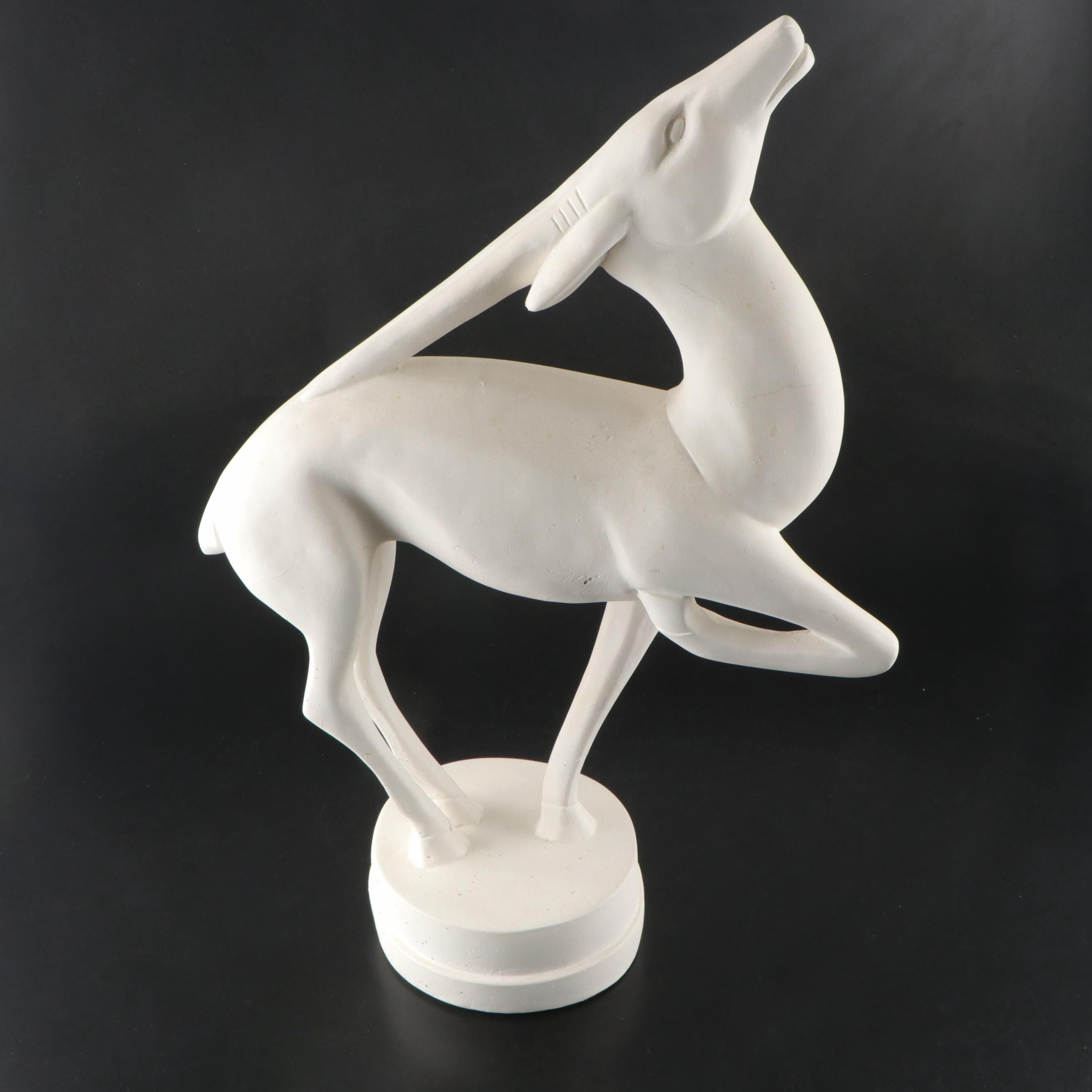 Art Deco Style Plaster Gazelle Figurine