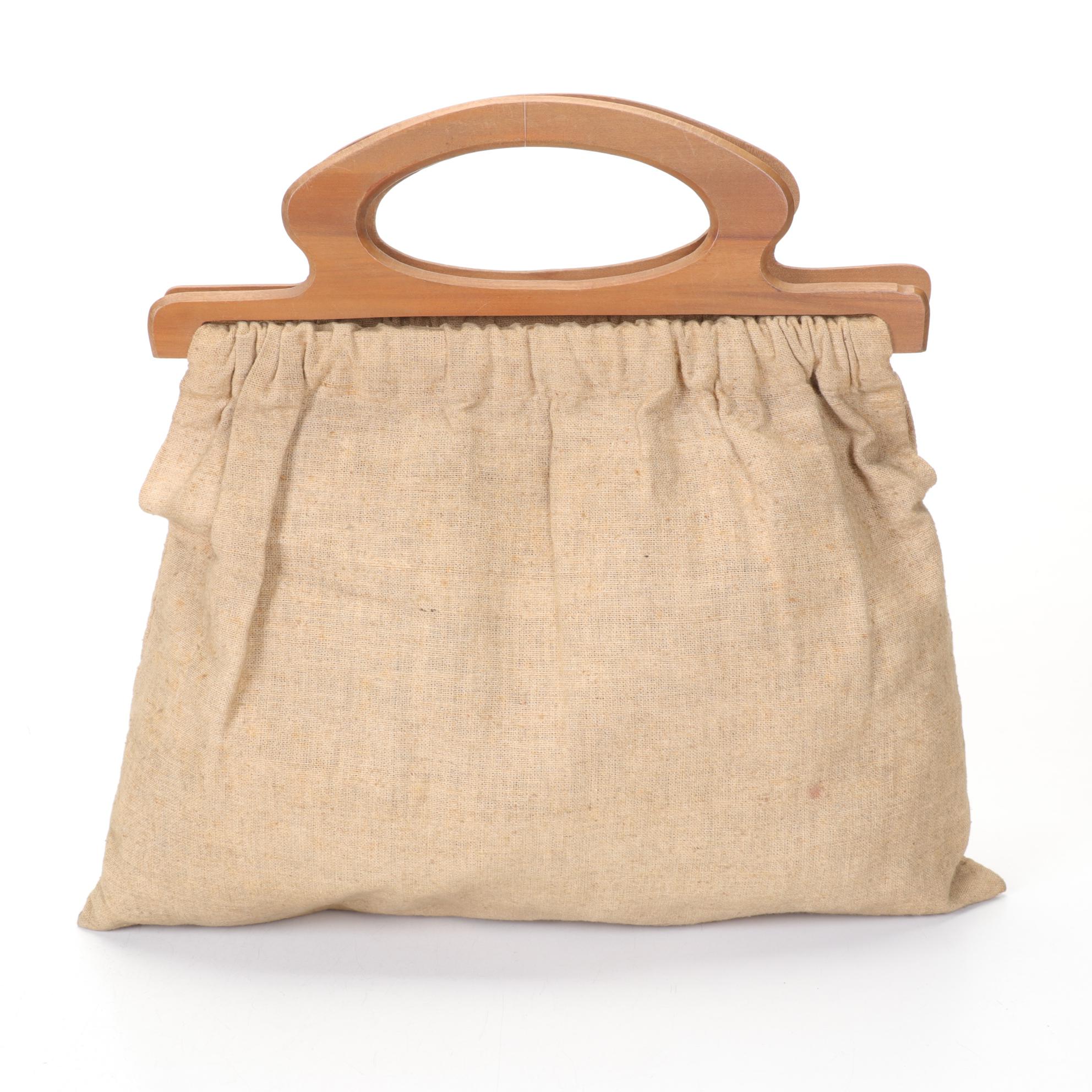 Embroidered Linen Knitting Bag, Yo-Yo Bag and "Ralfeaux" Crocheted Frame Purse