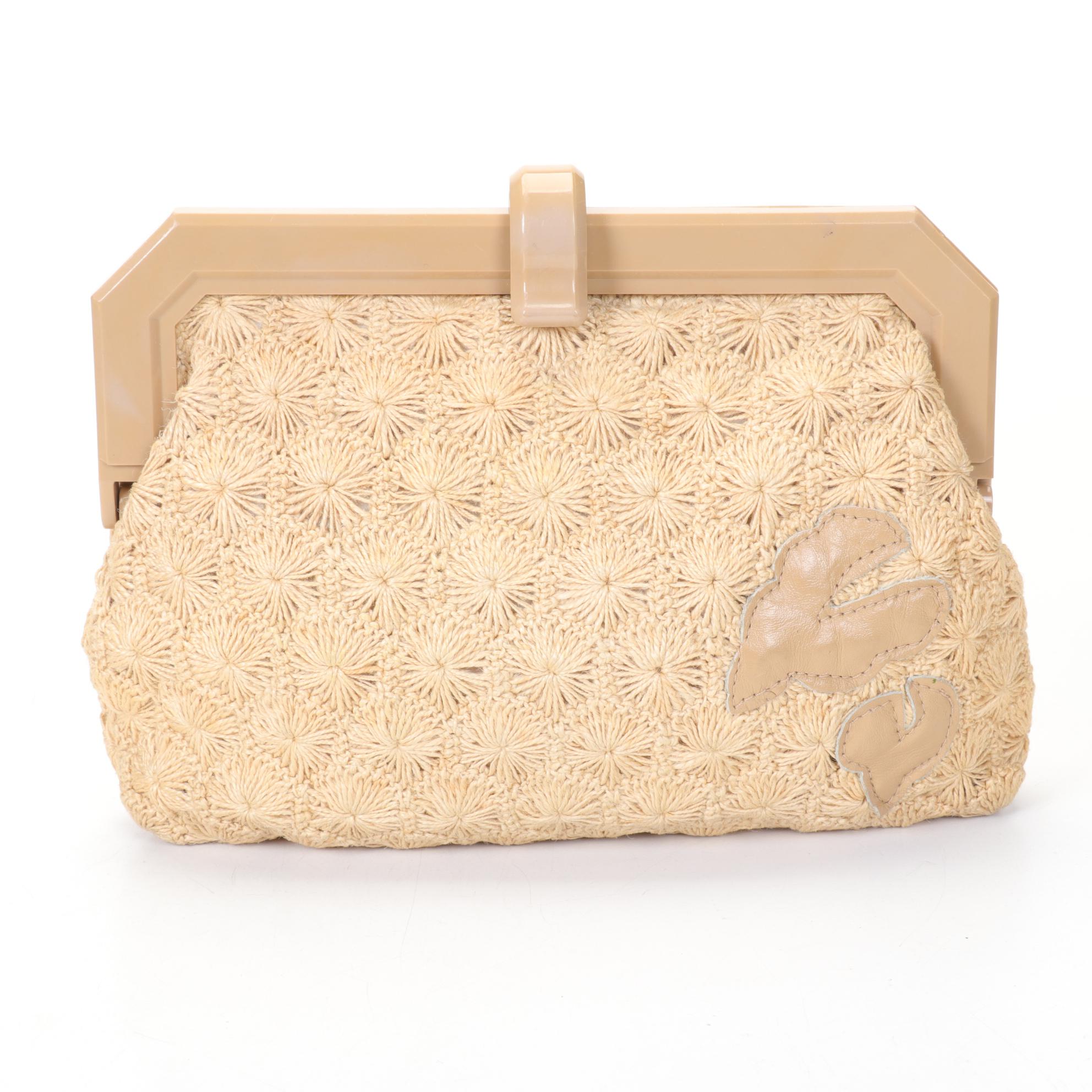 Embroidered Linen Knitting Bag, Yo-Yo Bag and "Ralfeaux" Crocheted Frame Purse