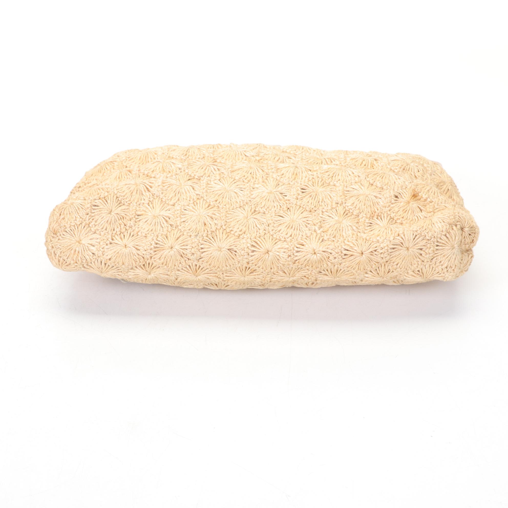 Embroidered Linen Knitting Bag, Yo-Yo Bag and "Ralfeaux" Crocheted Frame Purse