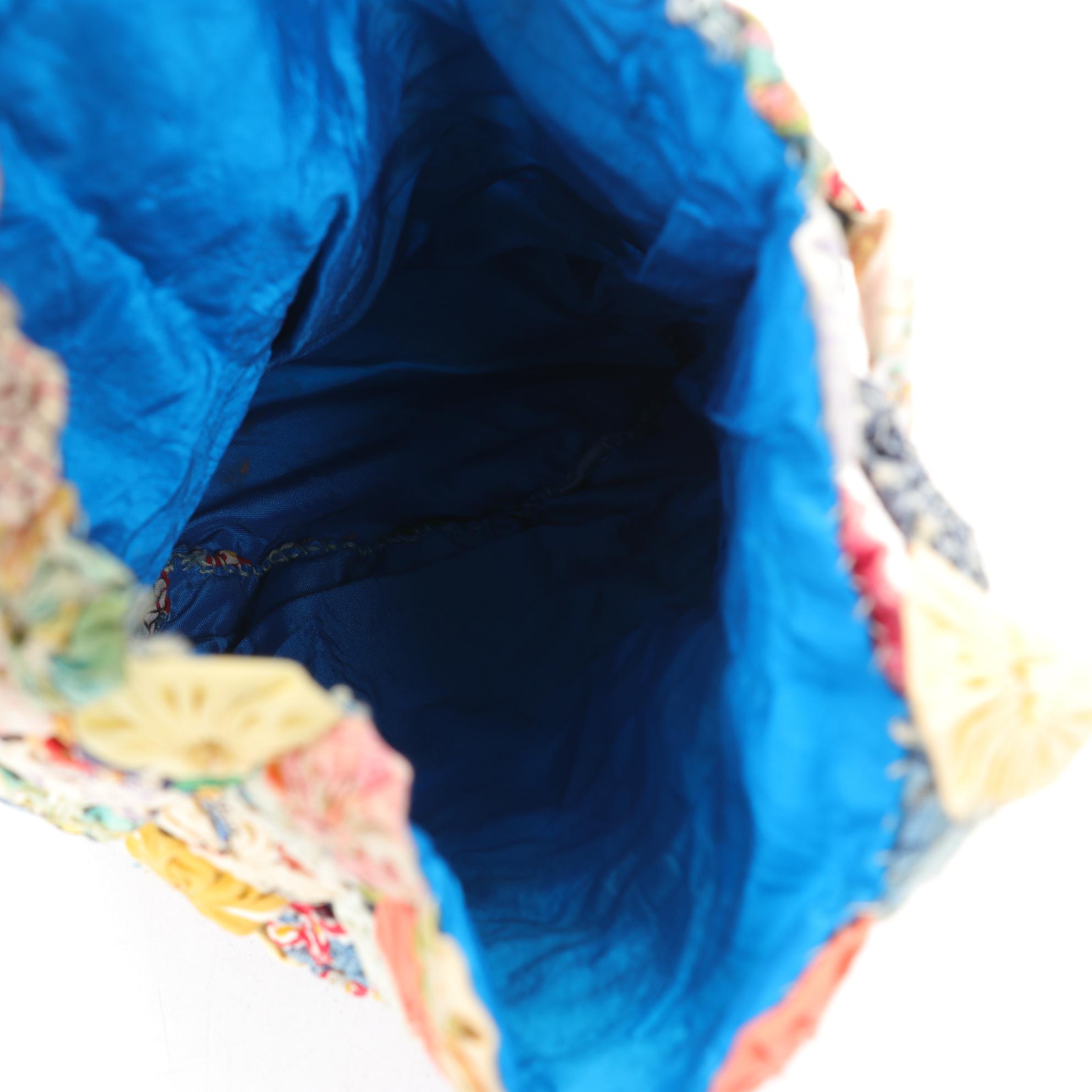 Embroidered Linen Knitting Bag, Yo-Yo Bag and "Ralfeaux" Crocheted Frame Purse