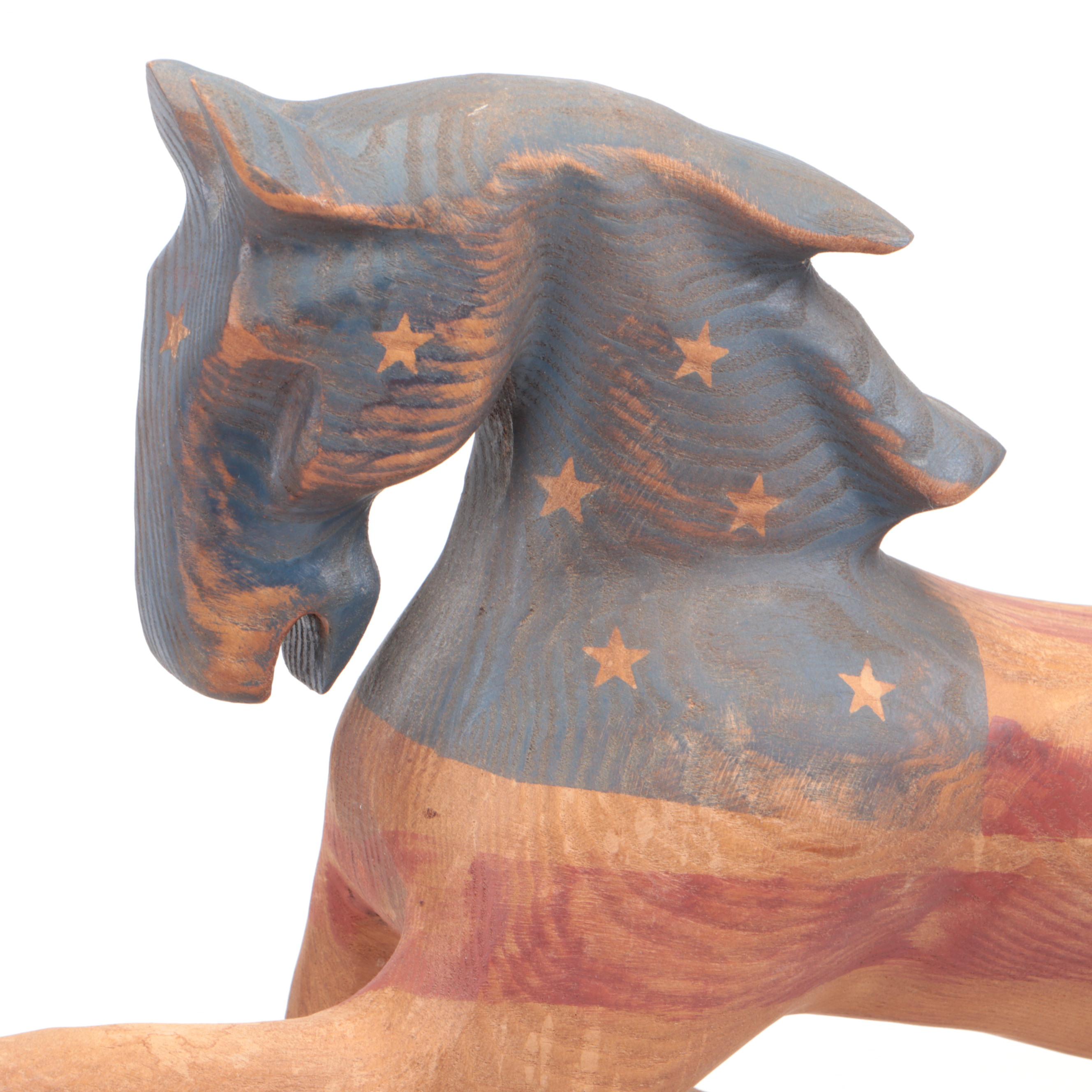 Signed John Garton Hand-Carved Running Horse Sculpture, 2006