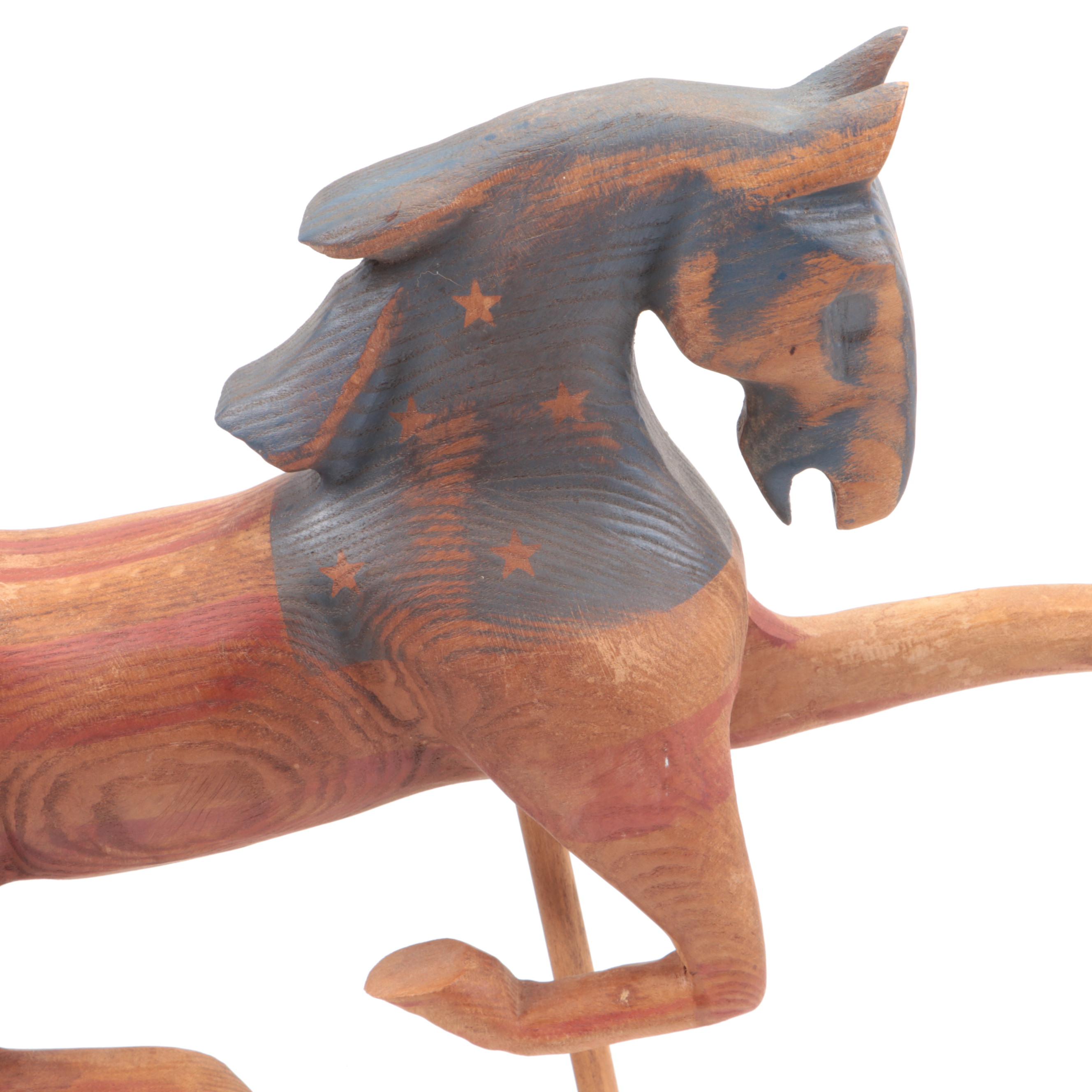 Signed John Garton Hand-Carved Running Horse Sculpture, 2006