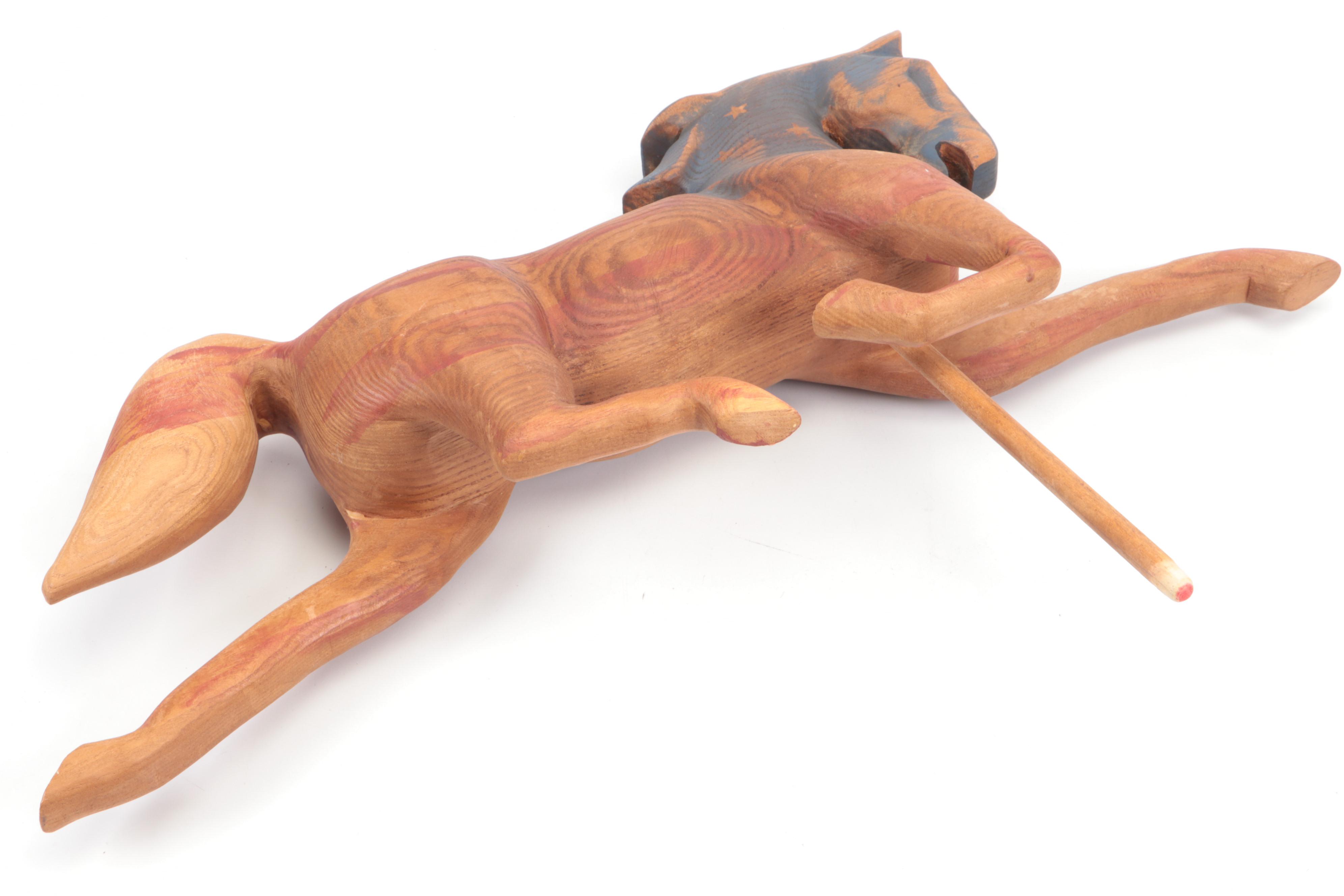 Signed John Garton Hand-Carved Running Horse Sculpture, 2006