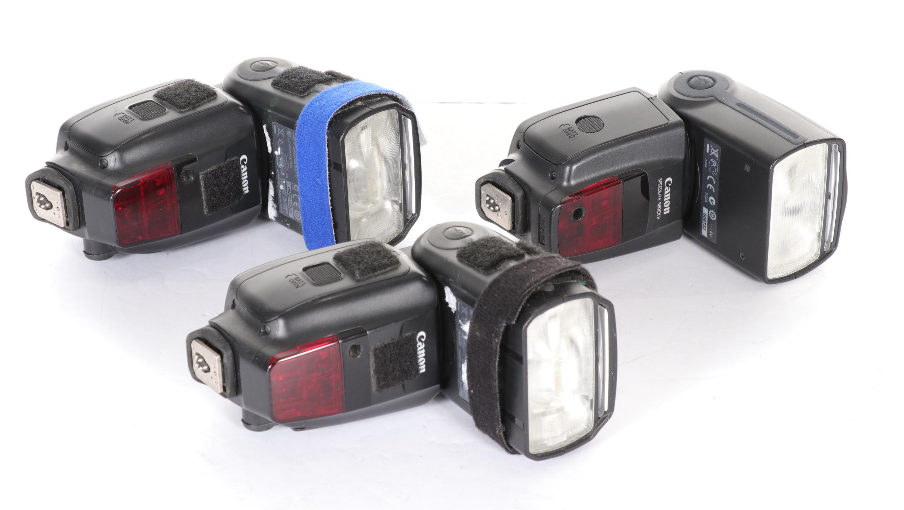 Canon Speedlites 600EX-RT, 580EX II, and 199A Models