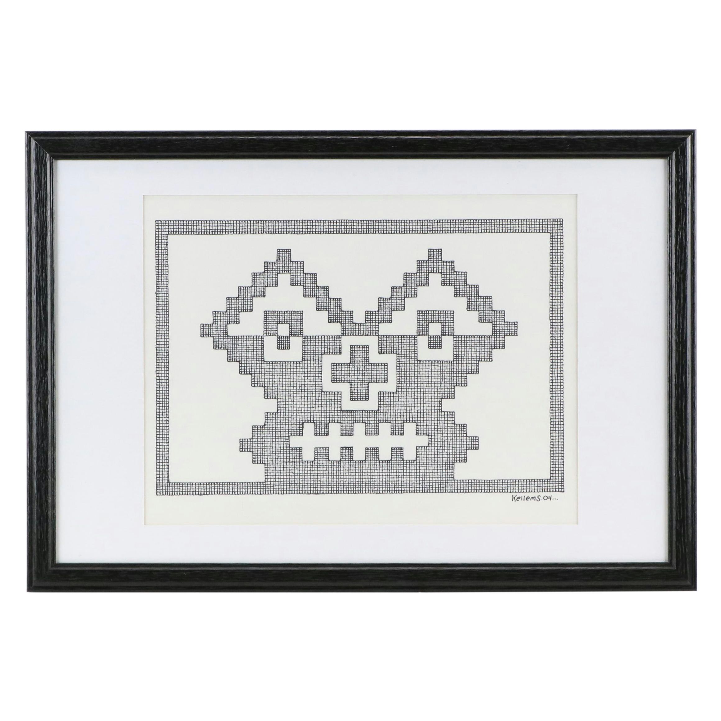 Jerry Kellems Stylized Ink Drawing, 2004