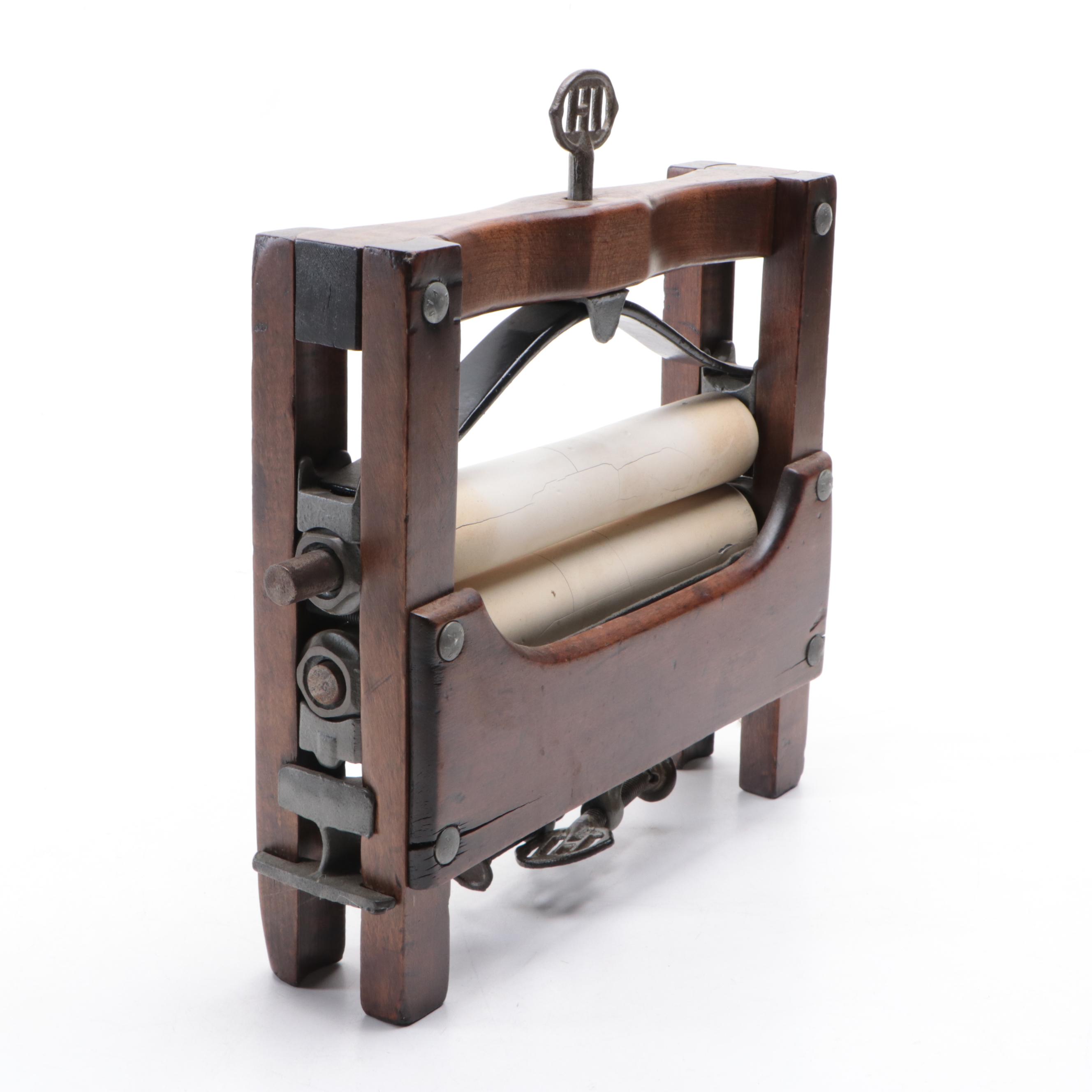 Wooden Hand Crank Clothes Wringer, Early 20th Century