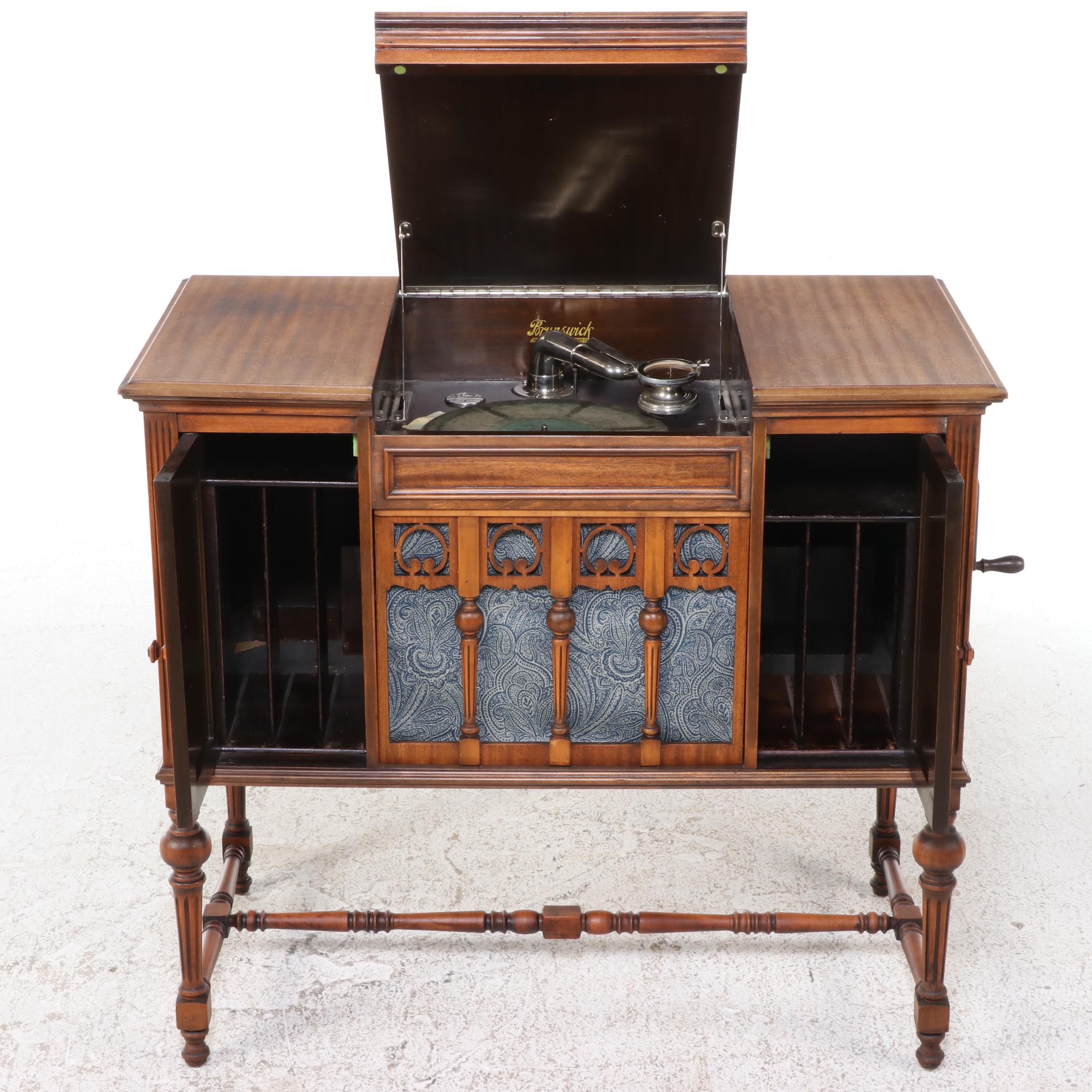 Brunswick Model R-A Turntable in William & Mary Style Mahogany Cabinet