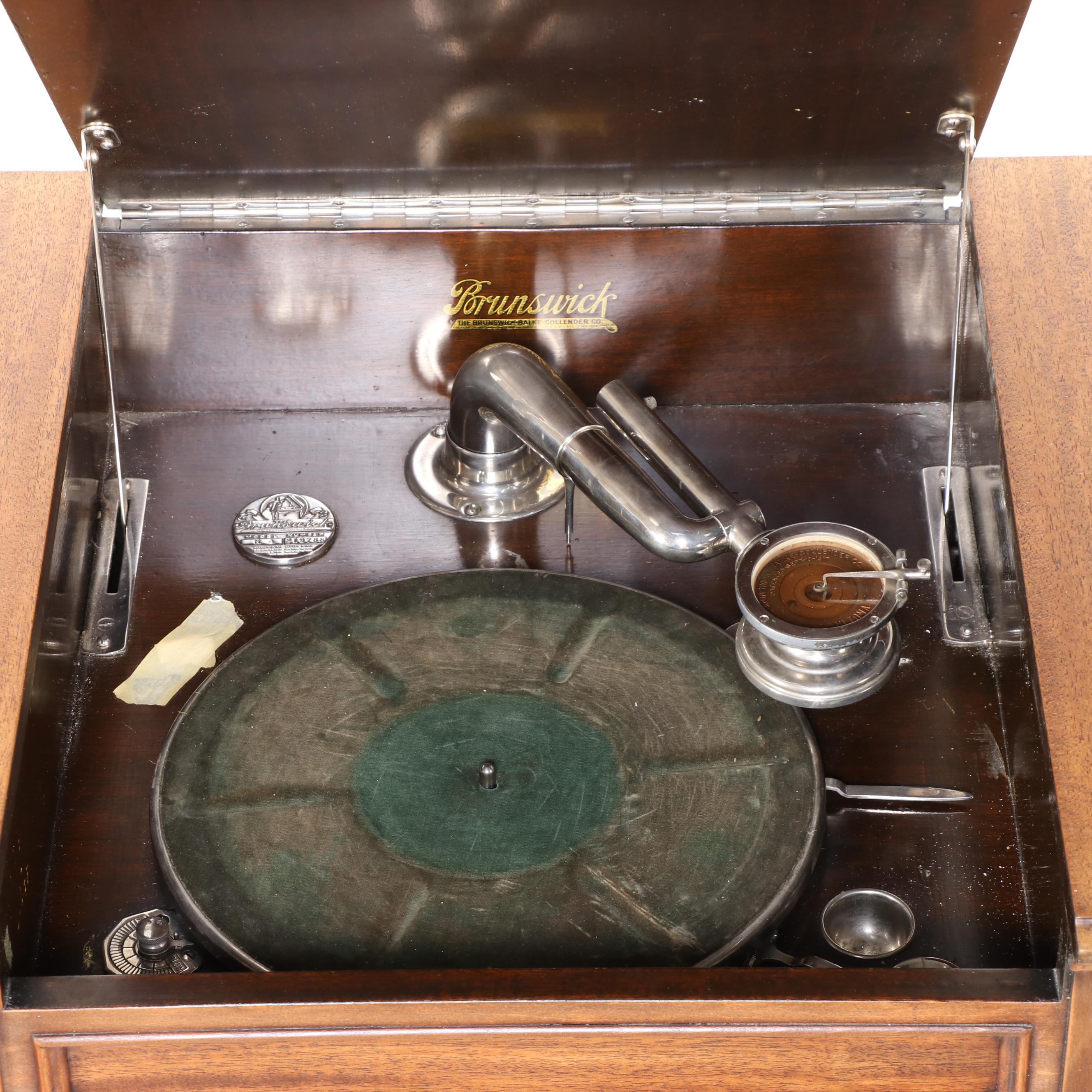 Brunswick Model R-A Turntable in William & Mary Style Mahogany Cabinet