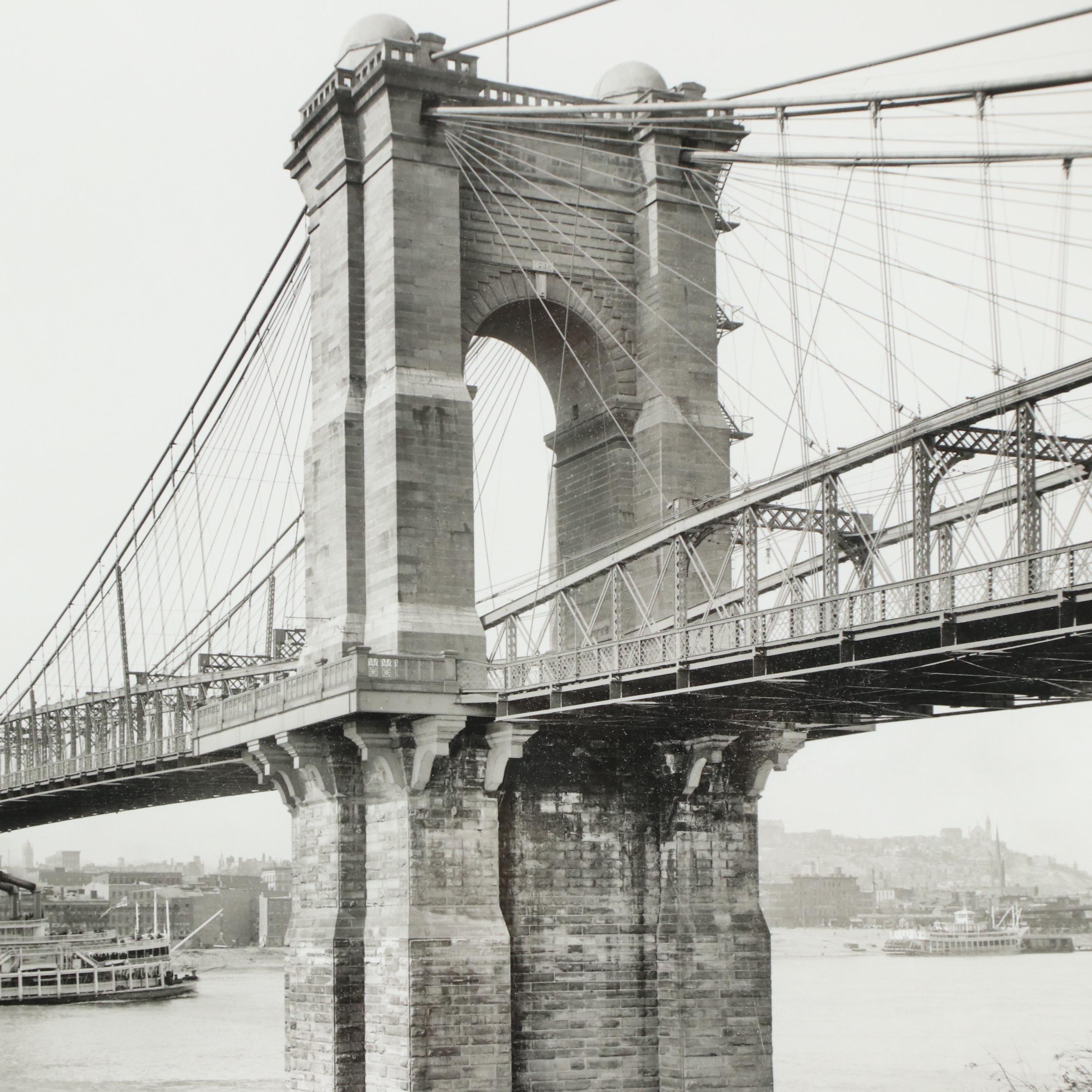 Giclée of Roebling Bridge, Cincinnati, "The Ohio River in 1907"
