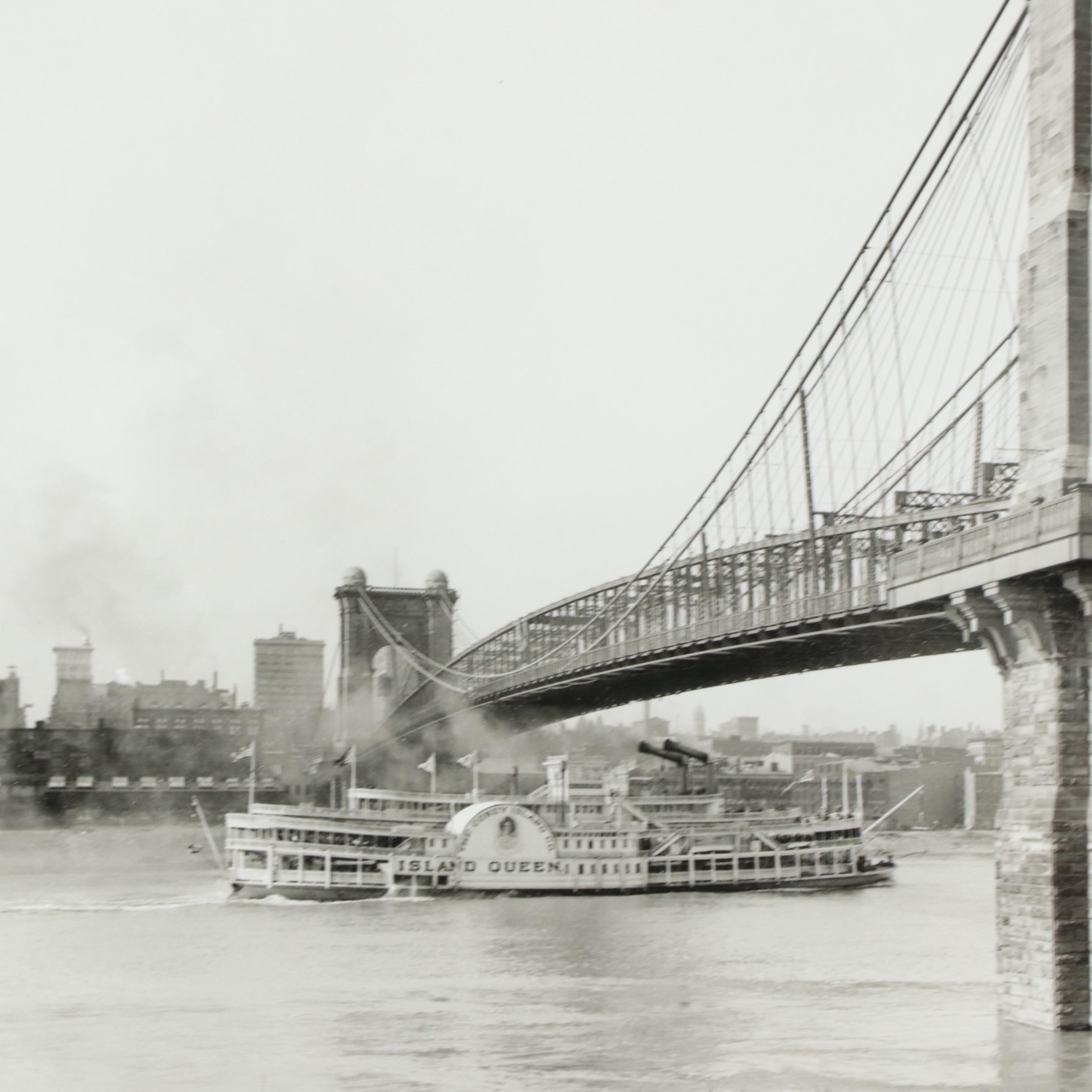 Giclée of Roebling Bridge, Cincinnati, "The Ohio River in 1907"